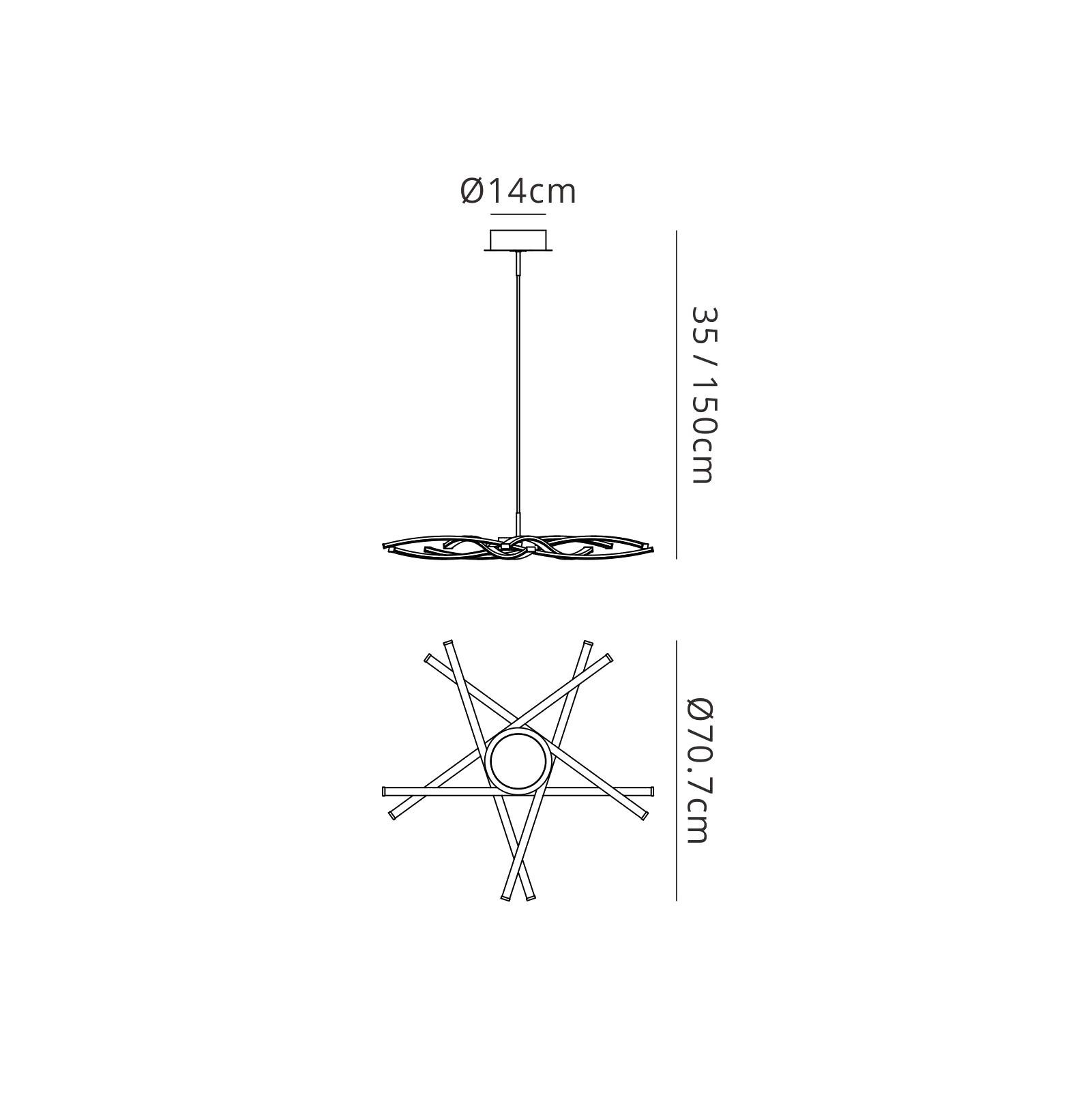 Aire LED 70.7cm Pendant 71cm Round 42W 3000K, 3700lm, Silver/Frosted Acrylic/Polished Chrome, 3yrs Warranty