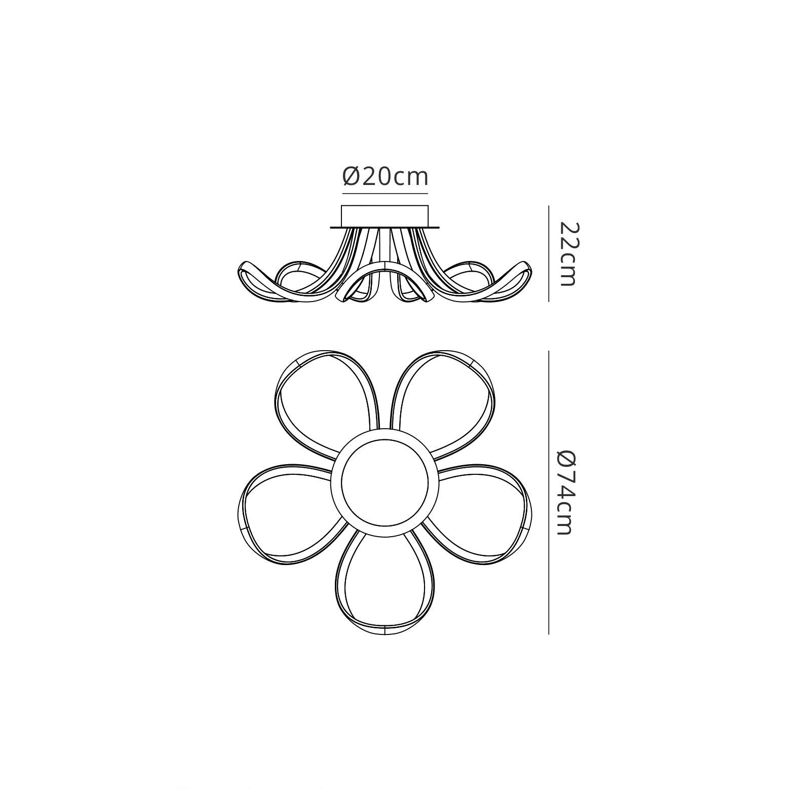 Knot Ceiling 74cm Round 5 Looped Arms 60W LED 3000K, 4800lm, Dimmable Silver/Frosted Acrylic/Polished Chrome, 3yrs Warranty