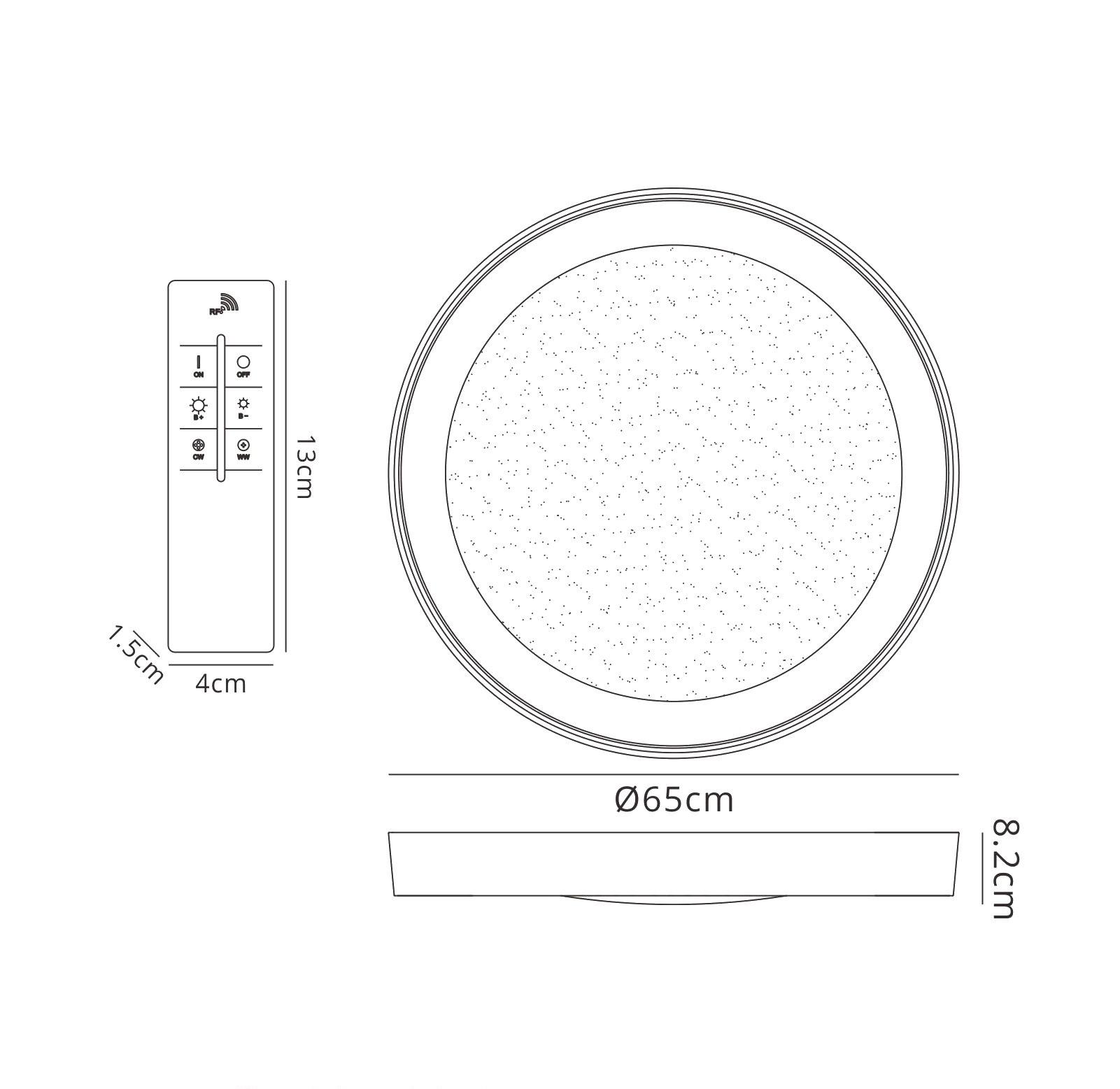 Male Flush 65cm Round 40W LED 3000K-6500K Tuneable, 3200lm, Remote Control Chrome / White / Acrylic, 3yrs Warranty