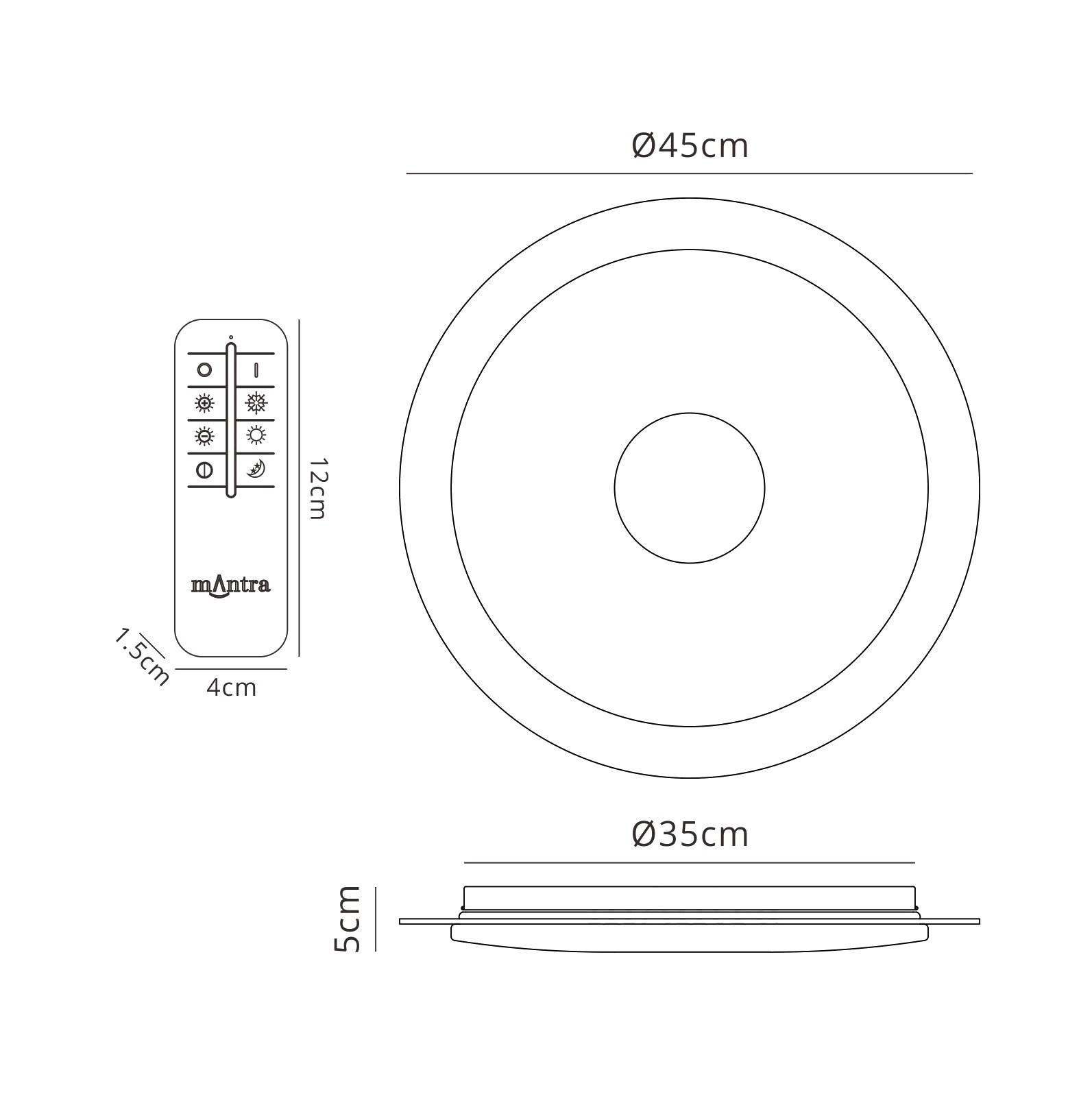 Virgin Sand Ceiling 45cm Round 18W LED 3000-6000K Tuneable, 1680lm, Remote Control White/Diamond, 3yrs Warranty