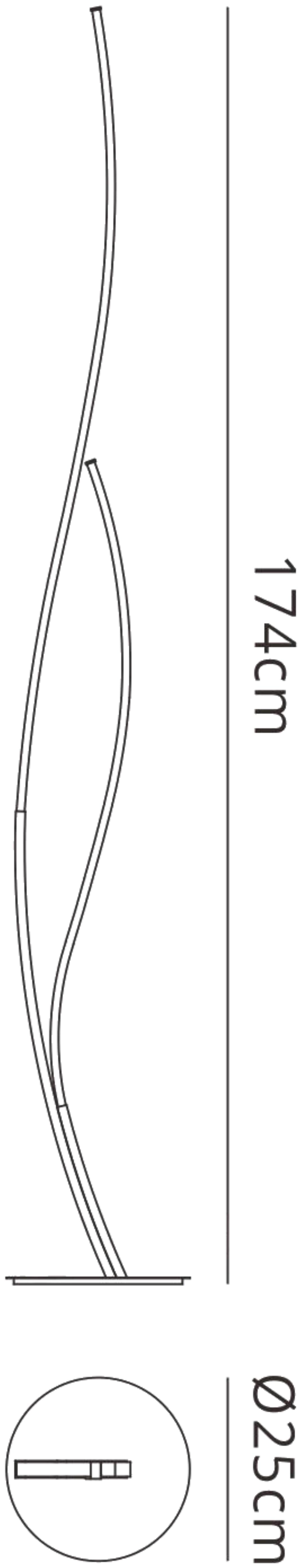 Corinto Floor Lamp 174cm, 30W LED, 3000K, 2400lm Dimmable, Silver Chrome, 3yrs Warranty