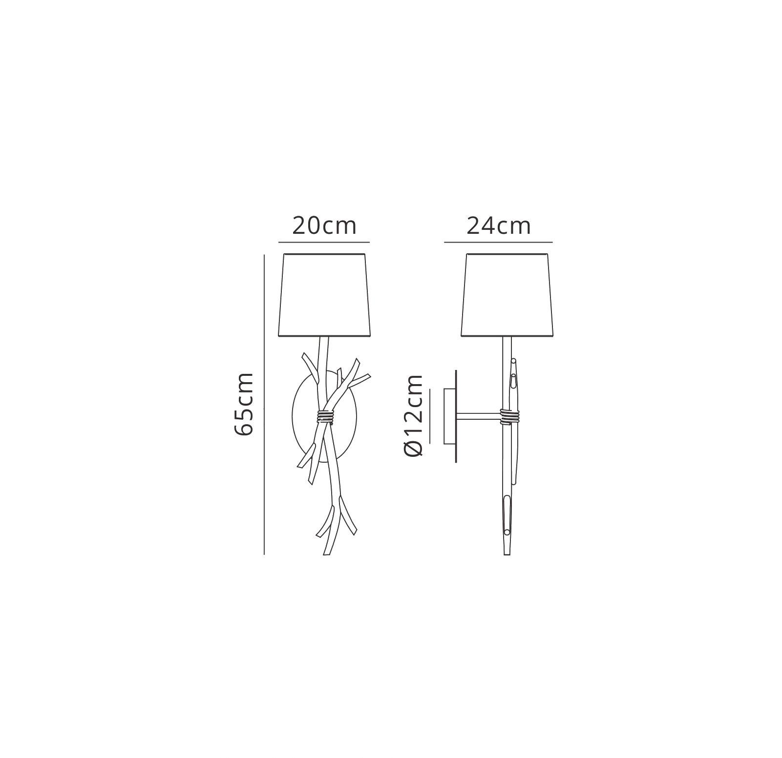 Sabina Wall Lamp, 1 x E27 (Max 40W), Imitation Wood, Linen Shade