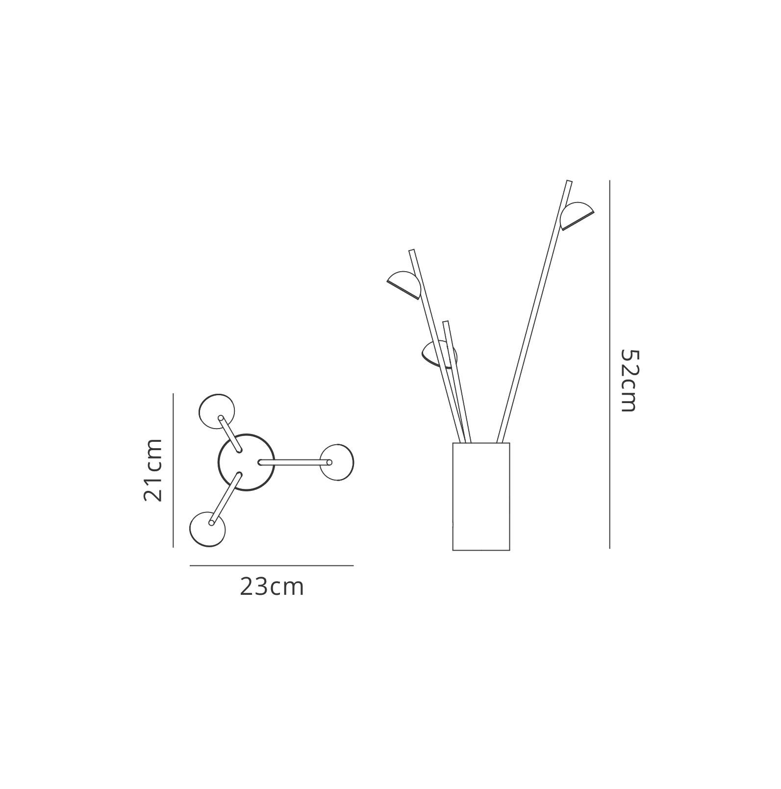Adn 3 Light Table Lamp 52cm, 9W LED, 3000K, 495lm, White, 3yrs Warranty