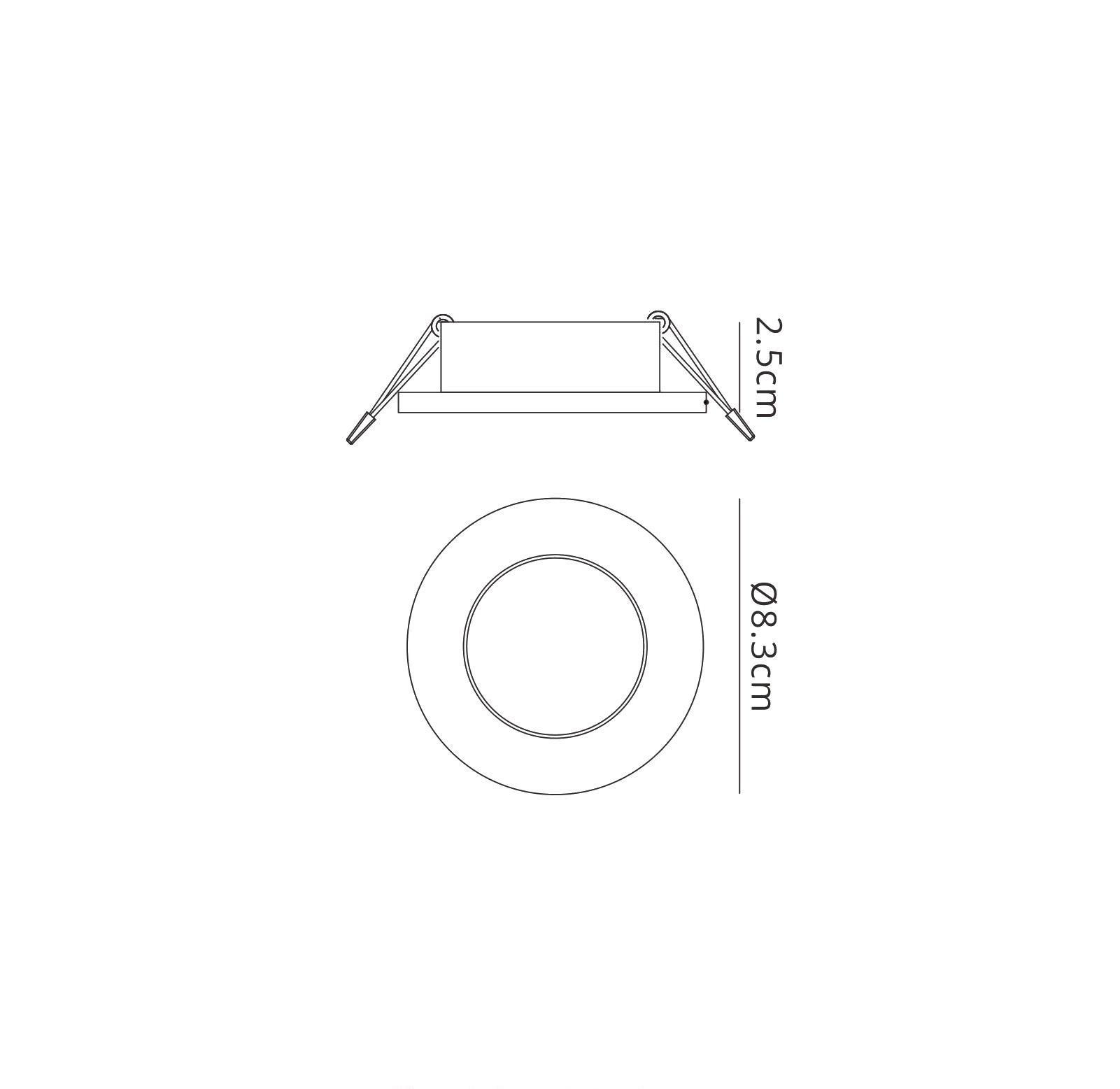 Atlantis Recessed Downlight 8.3cm Round, GU10 (Max 50W), Brushed Aluminium, Cutout 58mm, Cut Out: 58mm, Lampholder Included