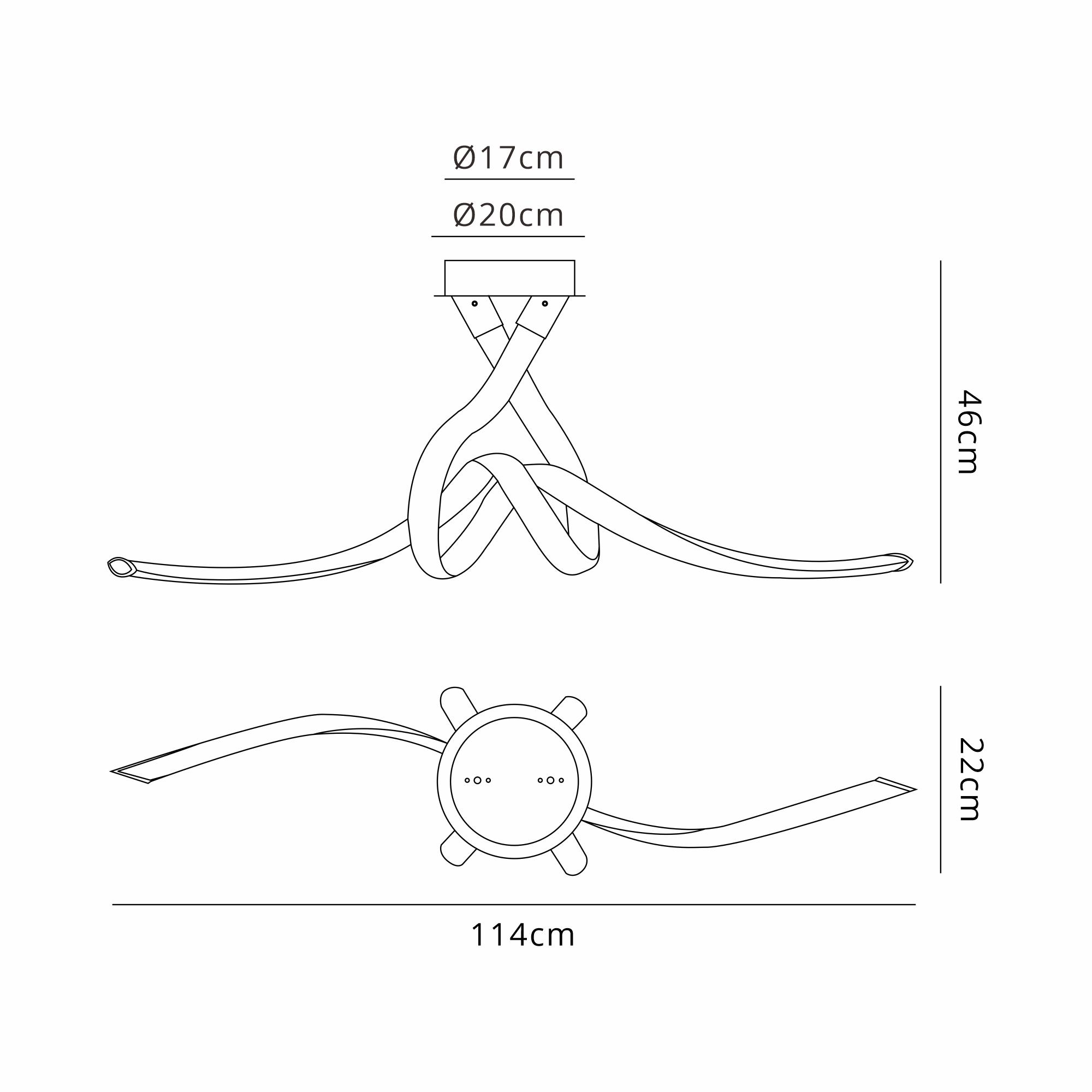 Armonia Semi Flush Bow, 50W LED, 3000K, 3750lm, Polished Chrome, Frosted Acrylic, 3yrs Warranty