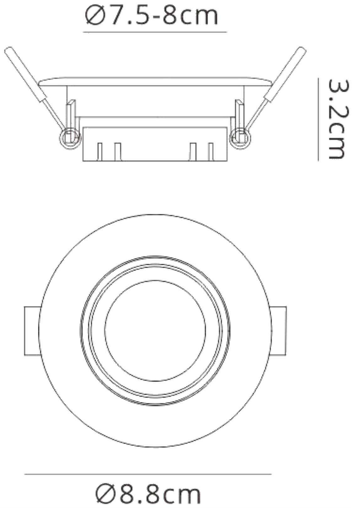 Lamborjini Flush Spotlight Round, 1 x GU10 (Max 12W), White, Cut Out: 75mm, Lampholder Included