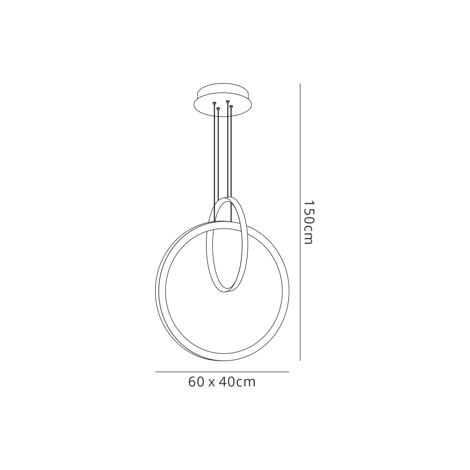 Kitesurf Double Loop Pendant, 48W LED, 3000K, 3840lm, White, 3yrs Warranty