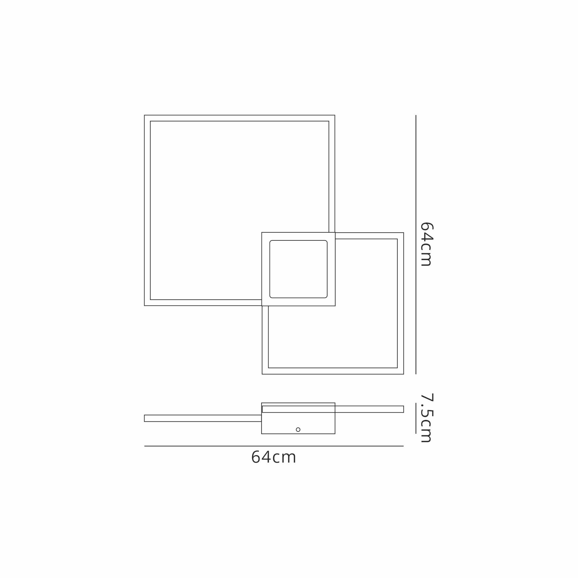 Double Ceiling / Wall Lamp Dimmable, 48W LED, 3000K, 3600lm, White, 3yrs Warranty