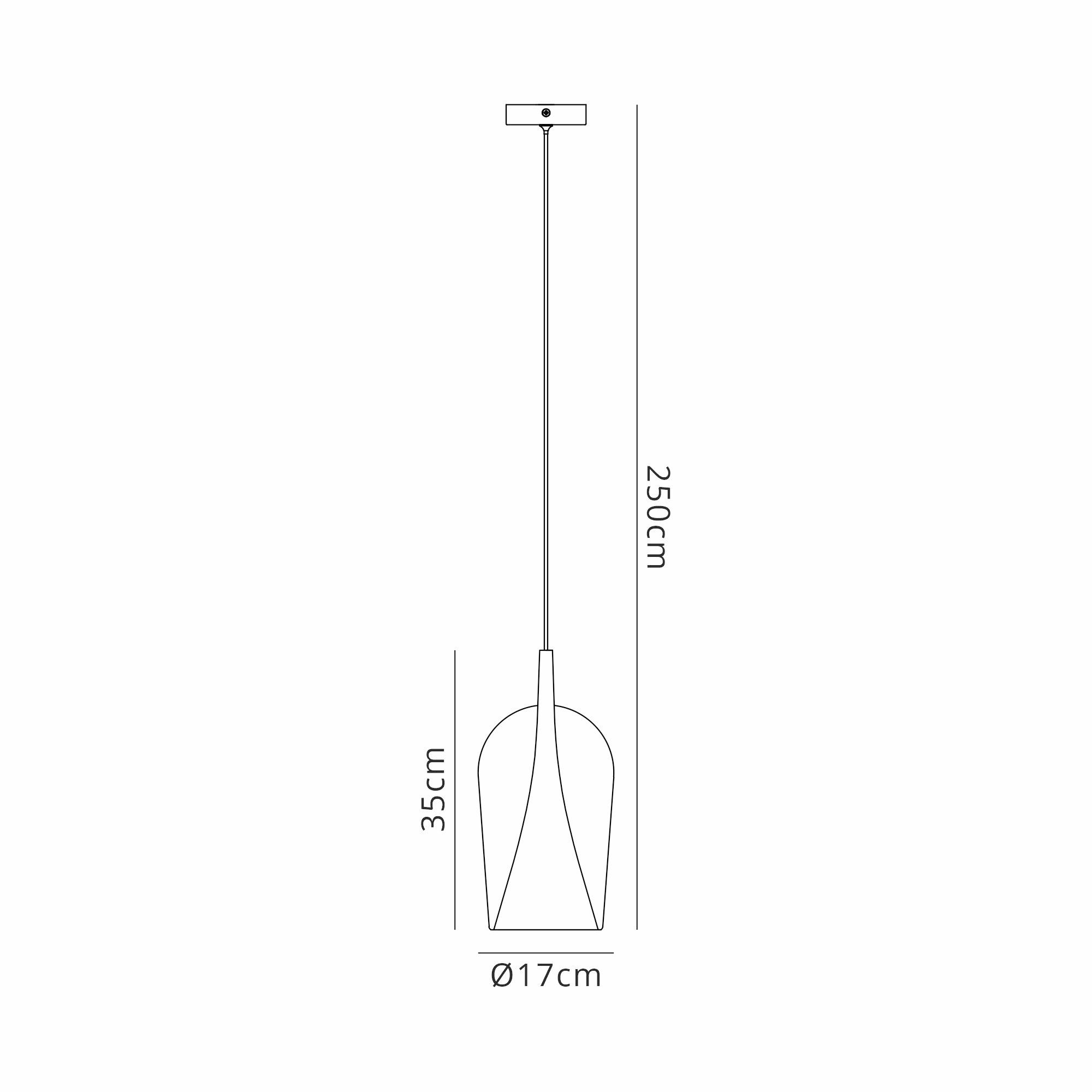 Elsa 17cm Pendant With Champagne Glass Shade, 1 Light E27, Clear Glass With Frosted Inner Cone