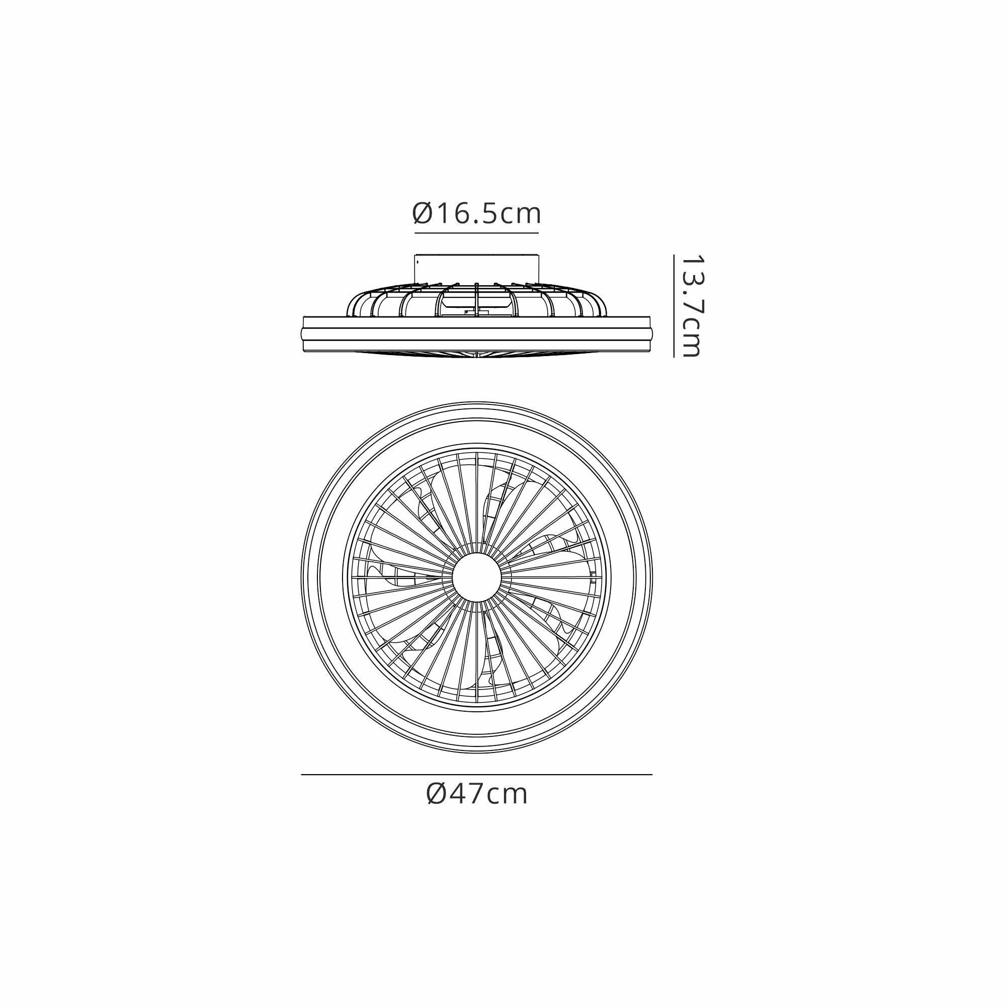 Gamer 47cm 40W LED Dimmable White/RGB Ceiling Light With Built-In 20W DC Reversible Fan, c/w Remote Control, 4200lm, Black