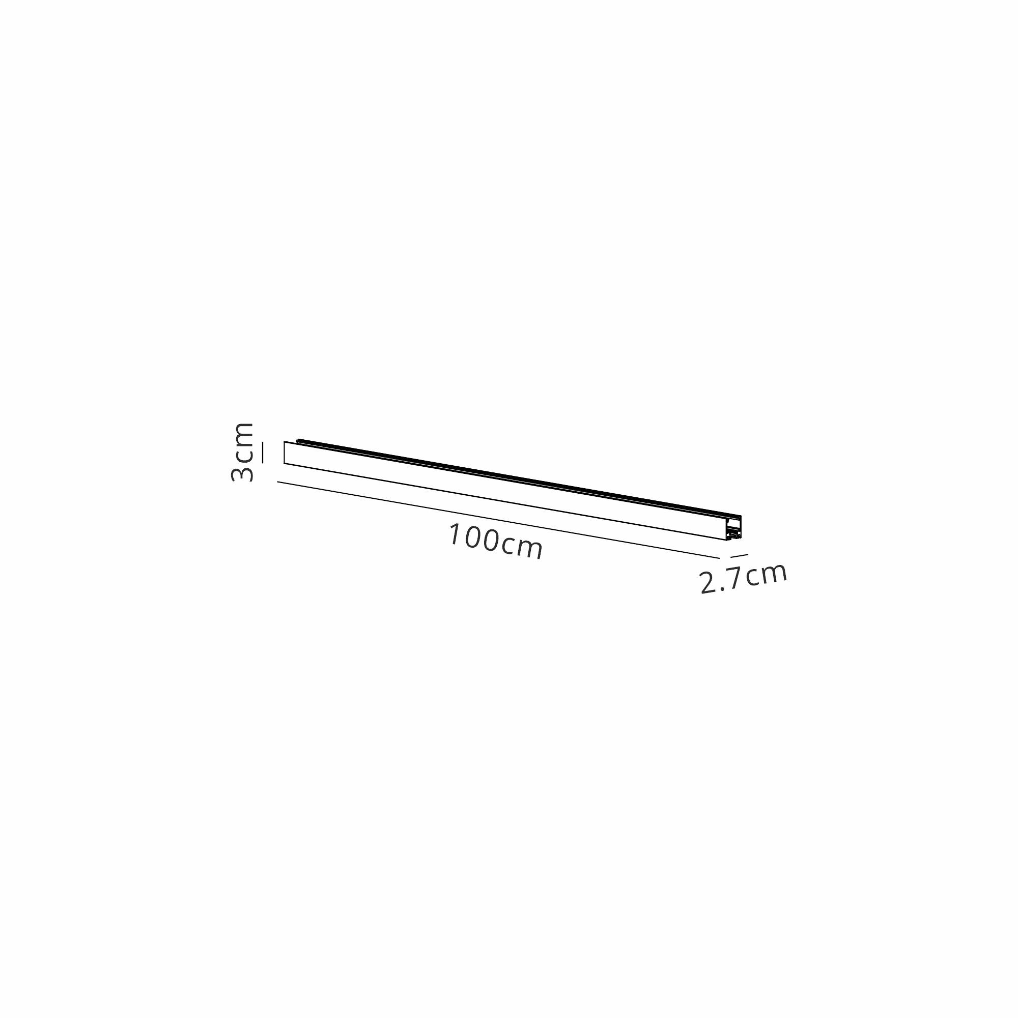 Magneto Shallow Surface Track c/w Endcaps 1m x 3cm, Black
