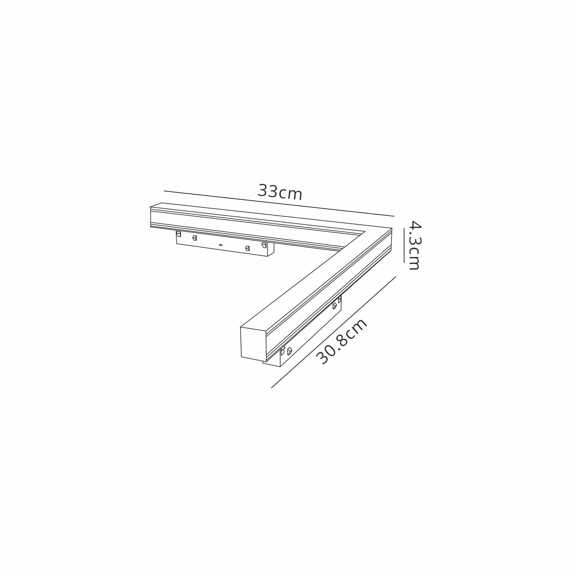 Magneto Corner Light Diffuser, 330x330mm, 16W LED, 3000K, 1280lm, Black, 3yrs Warranty