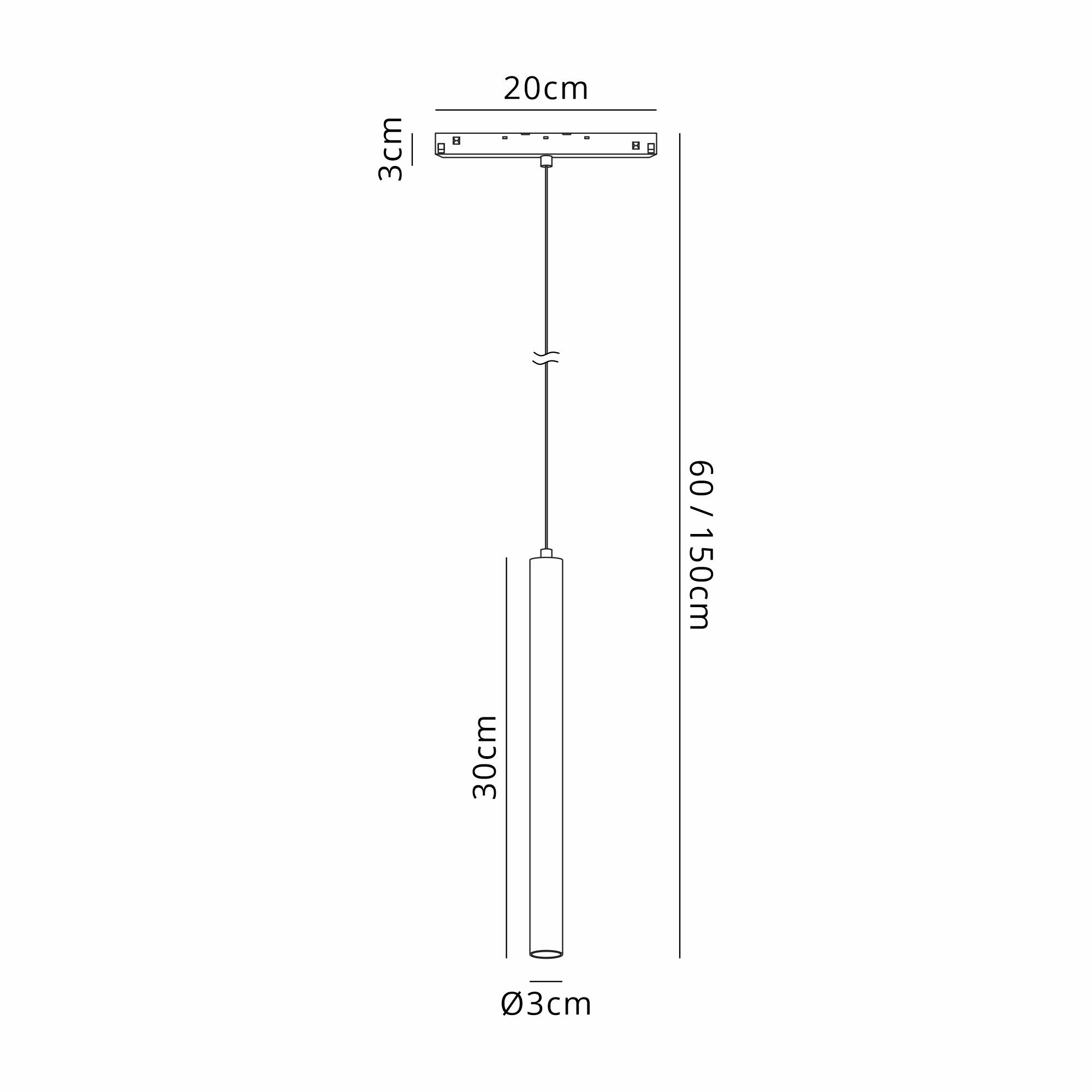 Magneto Track 300mm Tube Pendant, 5W LED, 3000K, 400lm, Black, 3yrs Warranty