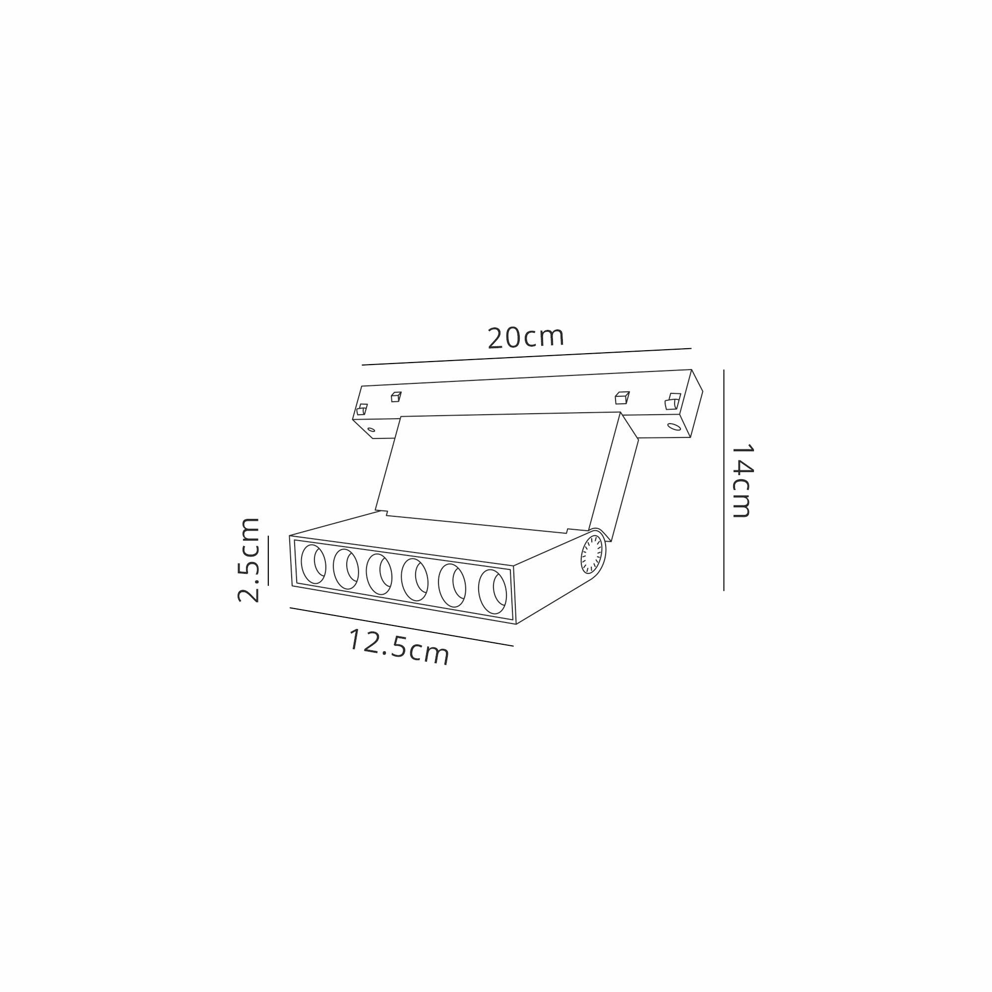 Magneto Linear Spotlight Triac Dimmable, 200mm,10W LED, 3000K, 800lm, Black, 3yrs Warranty