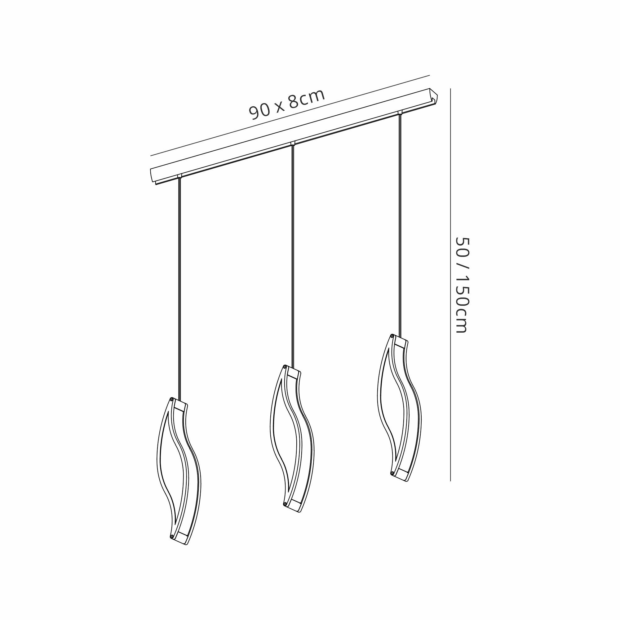 Sintesys Linear Pendant 3 Drop GU10 3 Light Bar Polished Chrome, CFL Lamps INCLUDED