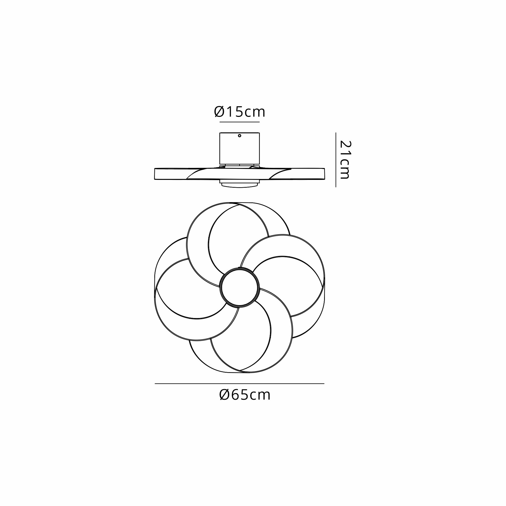 Rose 65cm 24W LED Dimmable Ceiling Light With Built-In 22W DC Reversible Fan, Remote Control 2700-5000K, 2000lm, White/Wood