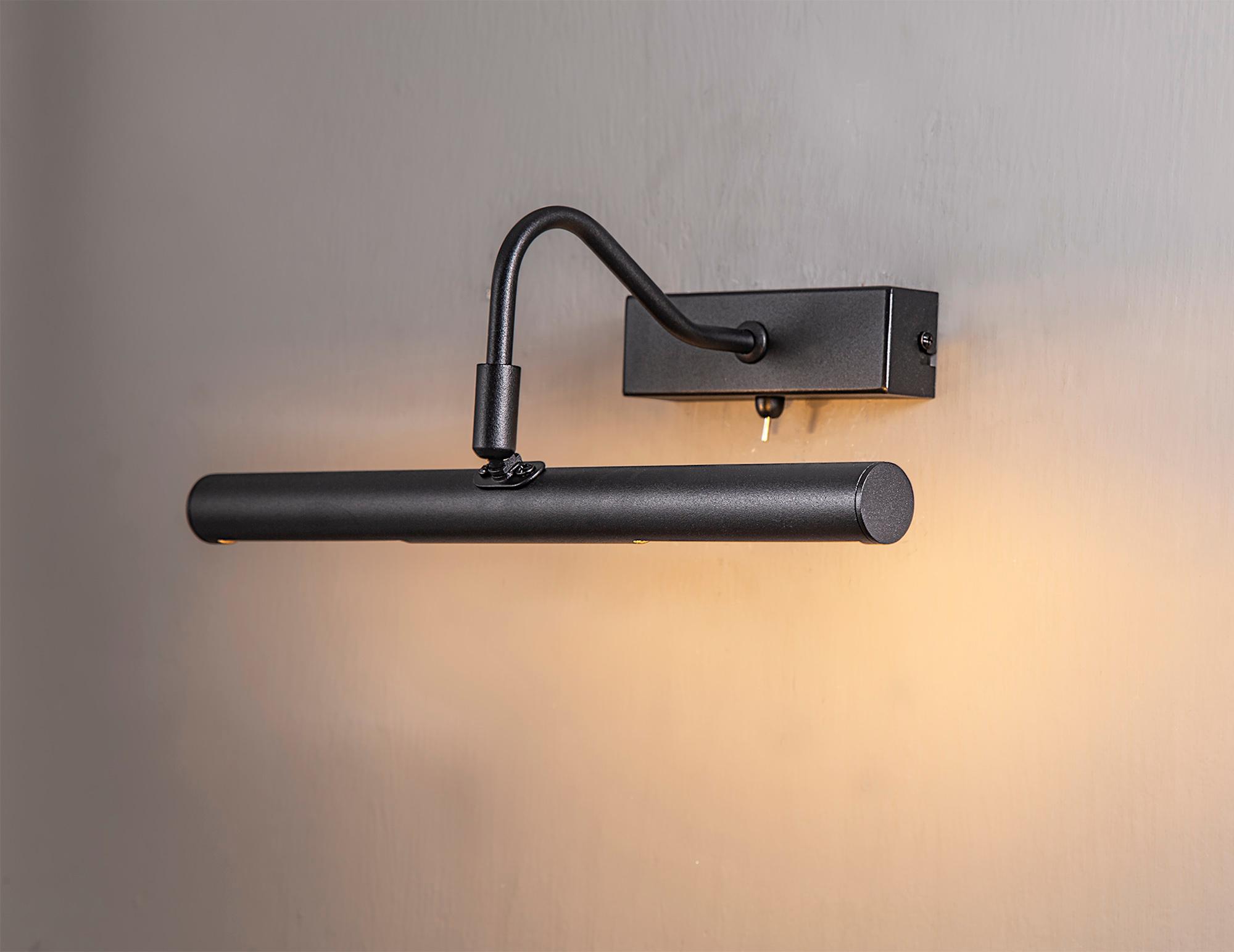 Abacus 35cm 8W Replaceable LED Dimmable Wall/Picture Light Switched 4000K Satin Black