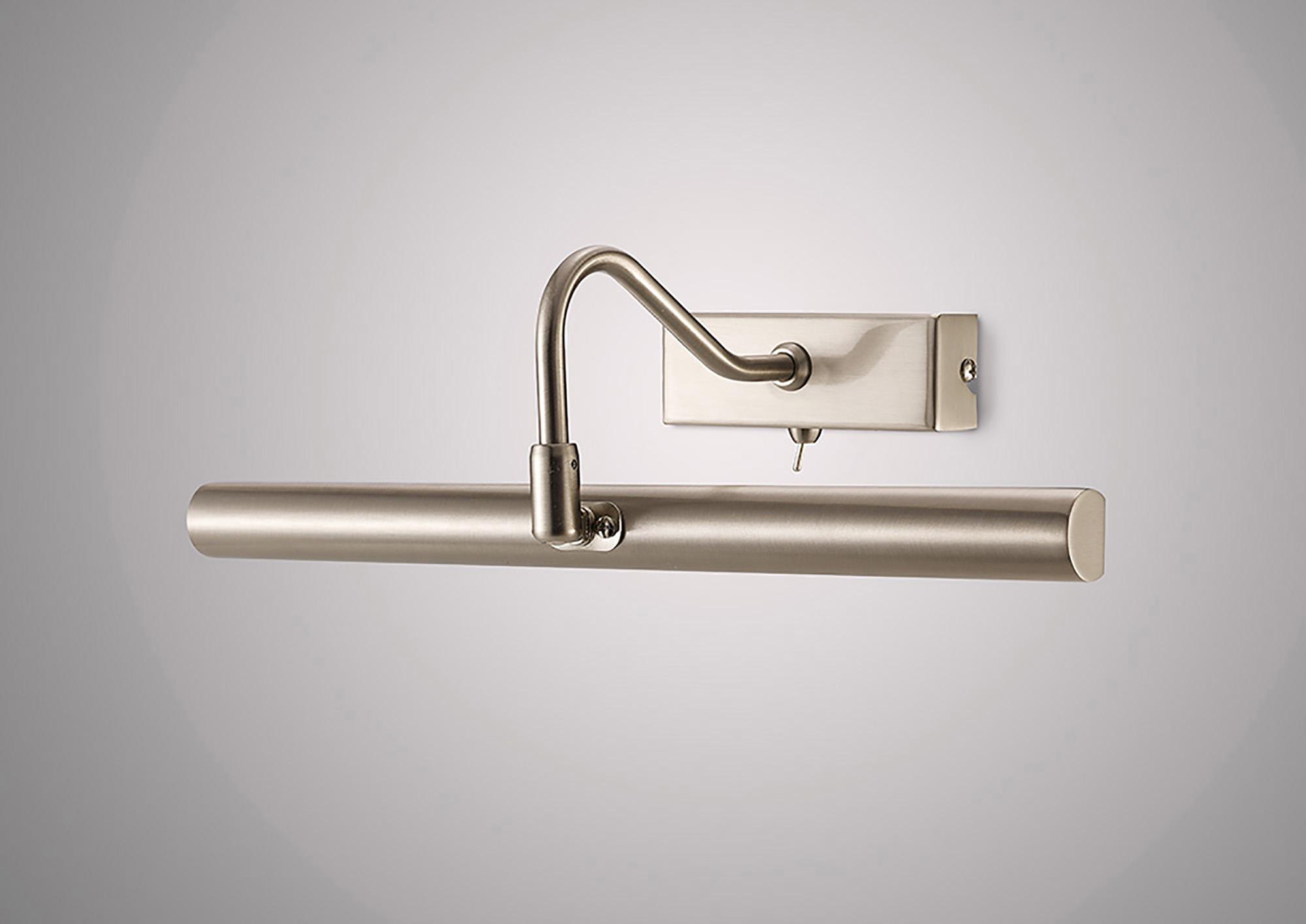 Abacus 35cm 8W Replaceable LED Dimmable Wall/Picture Light Switched 6000K Satin Nickel