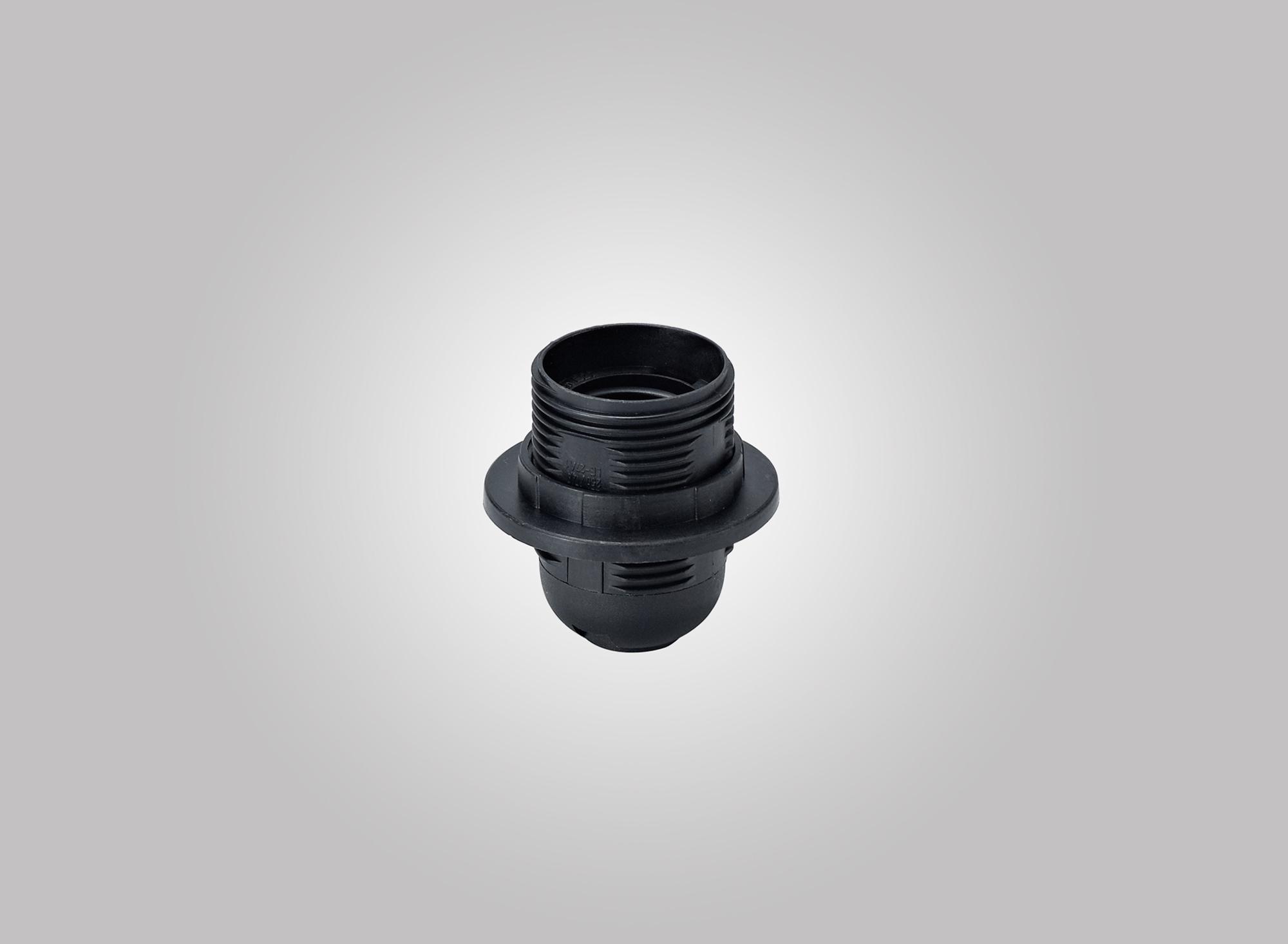 Additions E27 Black Continental Lampholder With Shade Ring