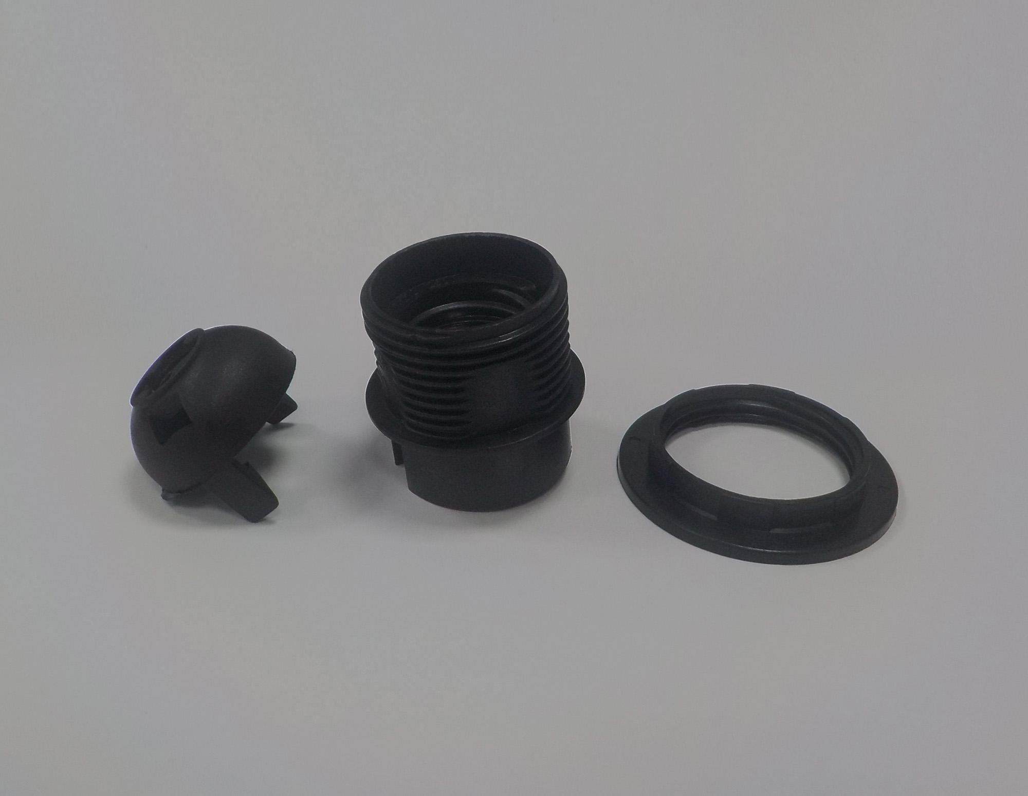 Additions E27 Black Lampholder With Shade Ring Support