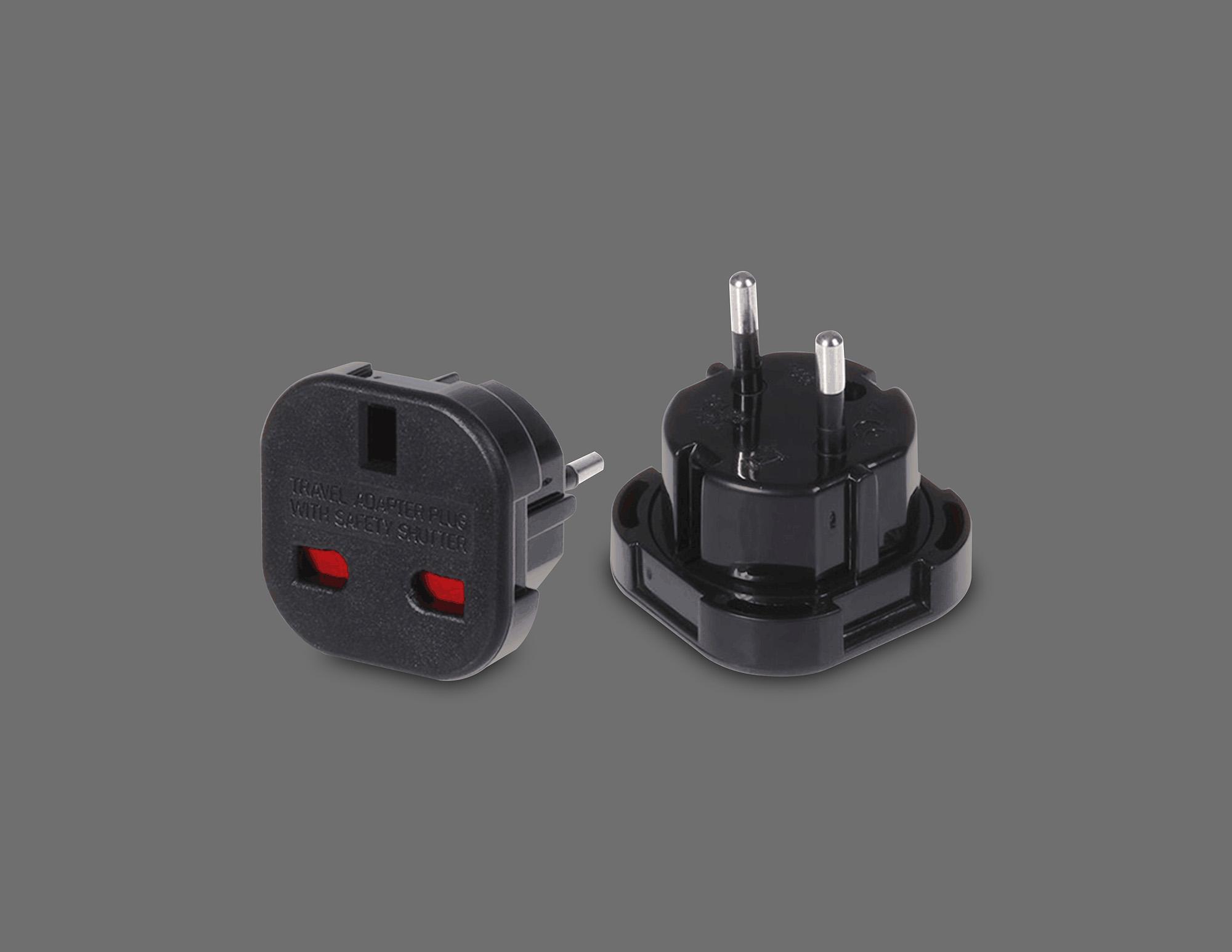 Additions 3A UK-EU Black Plug Converter