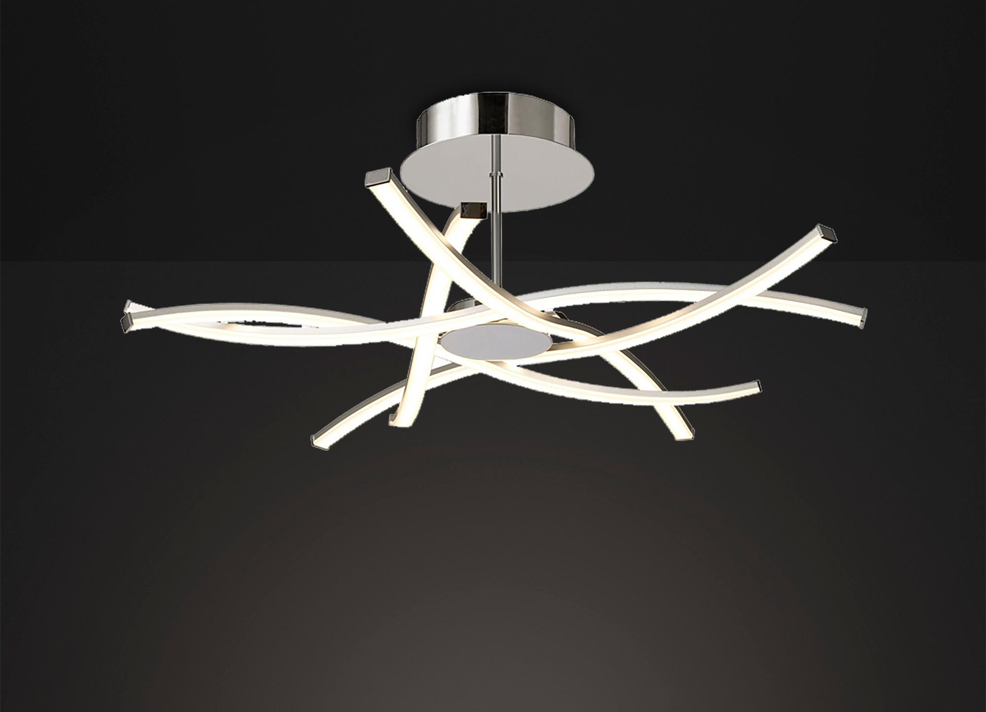 Aire Semi Flush, 42W LED, 3000K, 3700lm, Silver/Frosted Acrylic/Polished Chrome, 3yrs Warranty