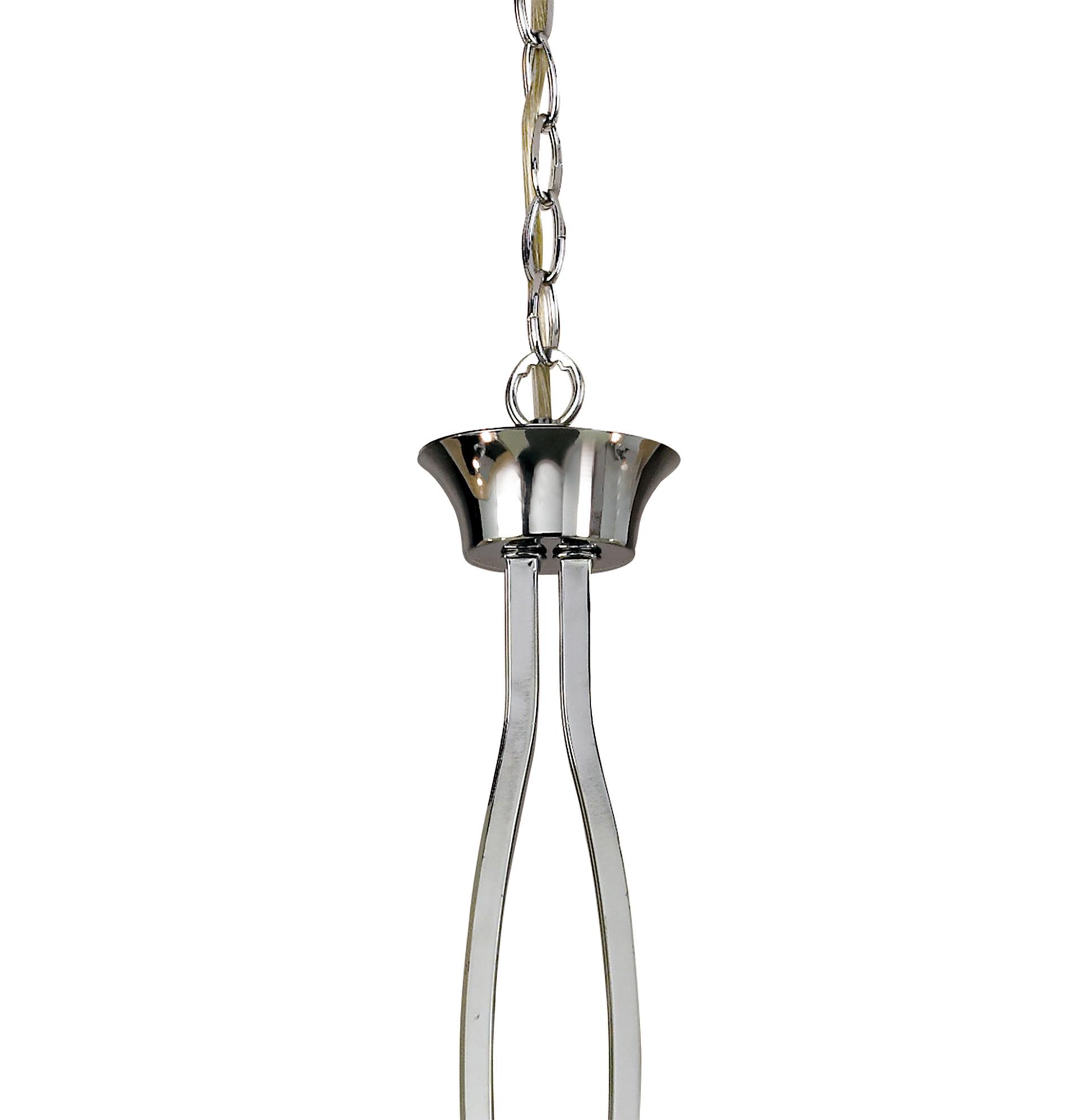 Akira Linear Pendant 2 Arm 6 Light E14, Polished Chrome With Cream Shades