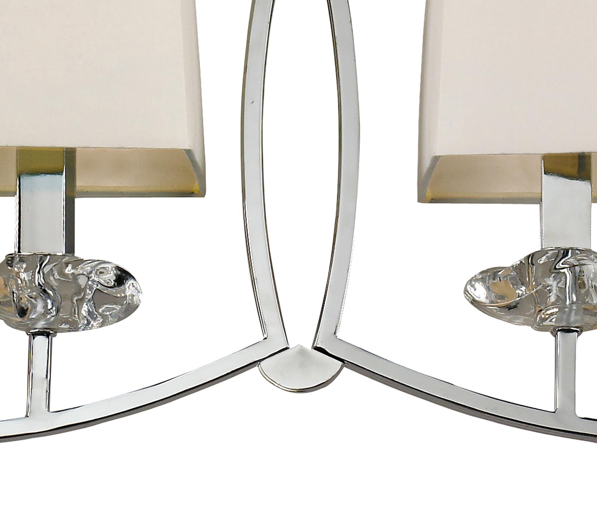 Akira Linear Pendant 2 Arm 6 Light E14, Polished Chrome With Cream Shades