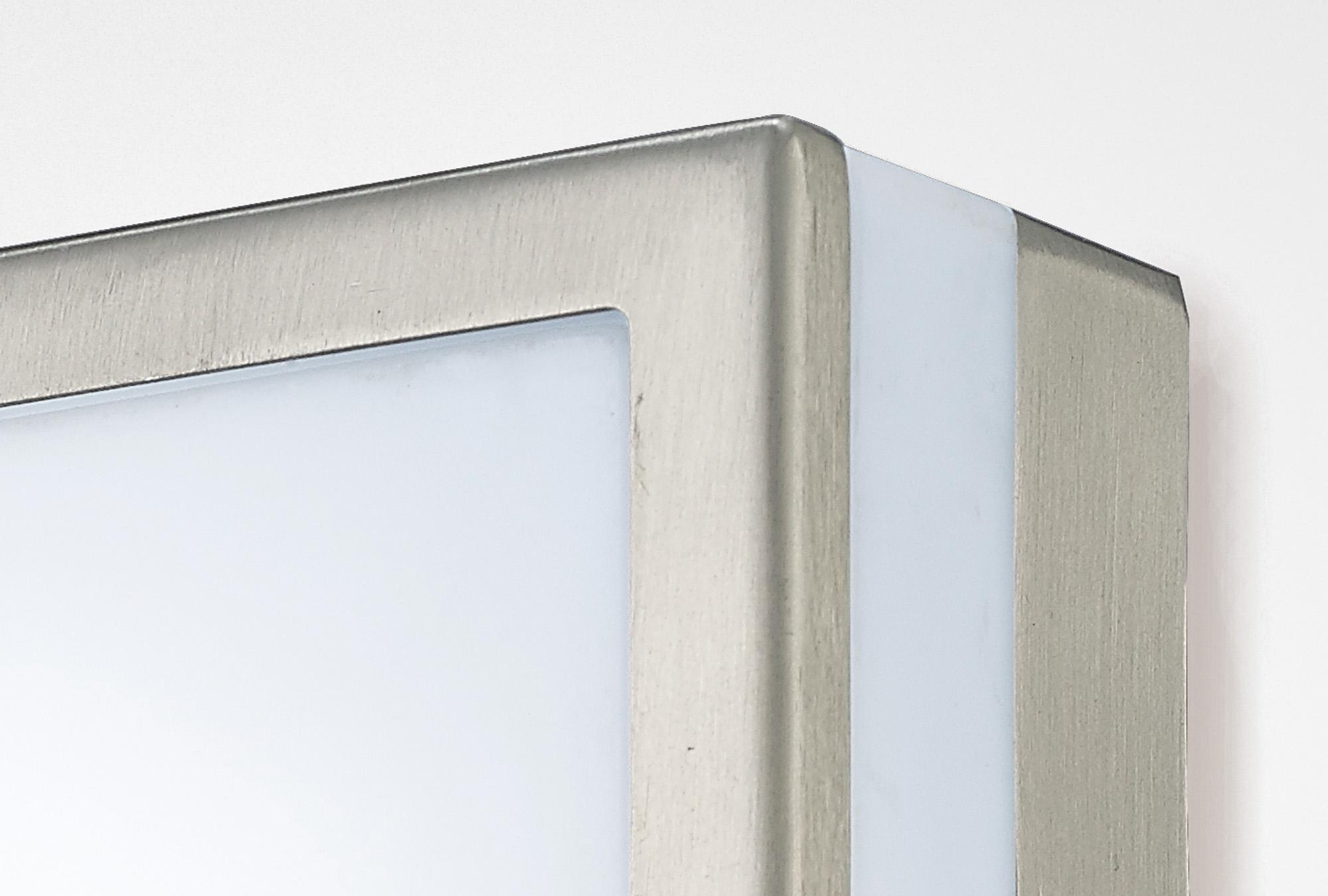 Aldo Square Flush Ceiling/Wall Lamp 2.4W LED IP44 Exterior Plain Design Stainless Steel/Opal, 2yrs Warranty