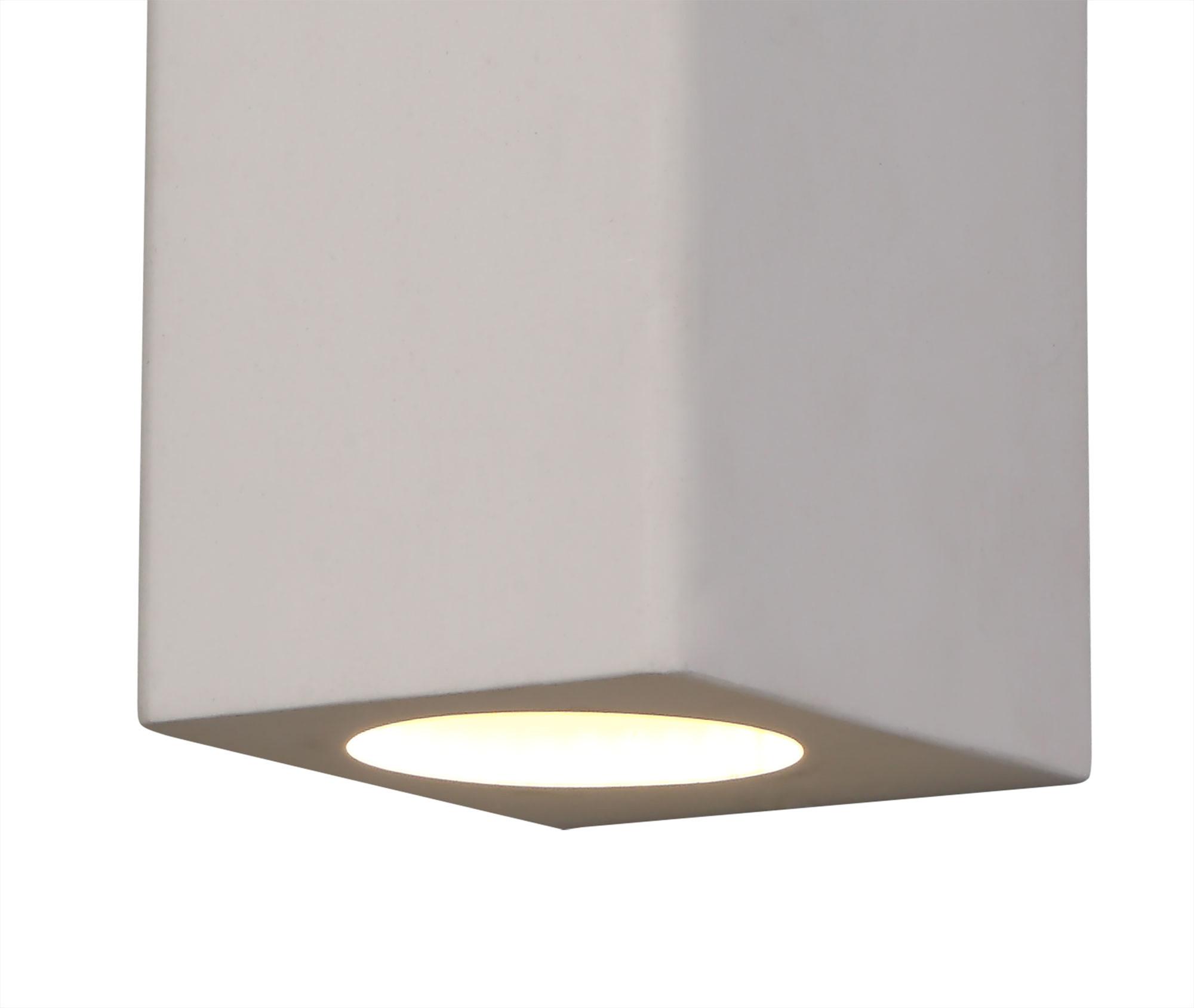 Alina Rectangular Up & Down Wall Lamp, 2 x GU10, White Paintable Gypsum