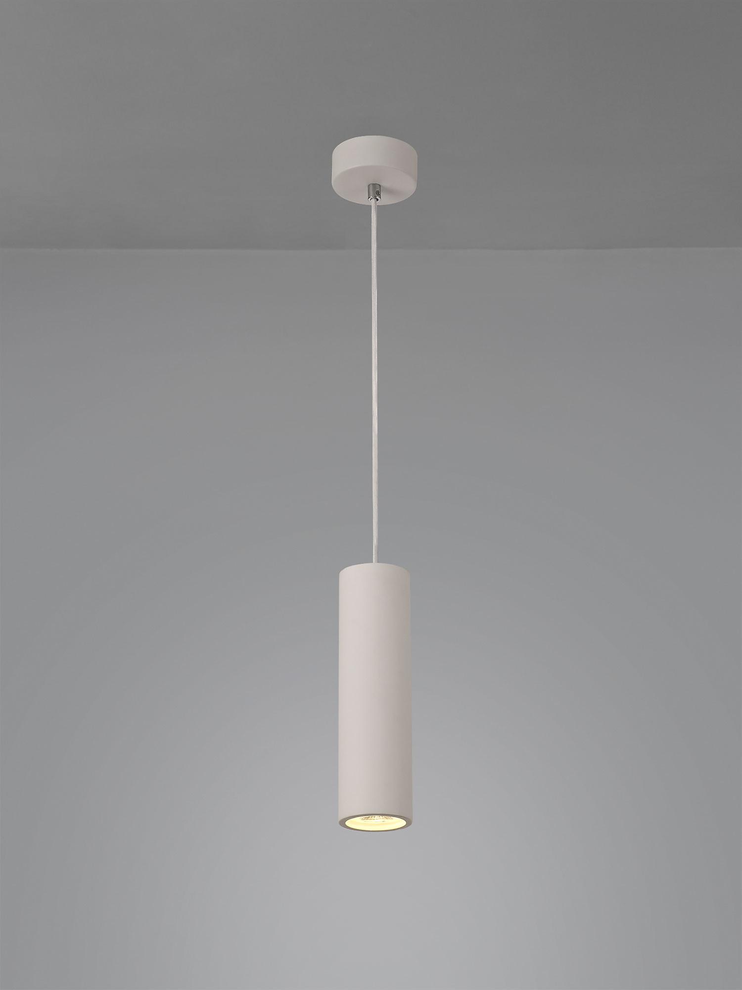 Alina 9cm Cylinder Pendant, 1 x GU10, White Paintable Gypsum
