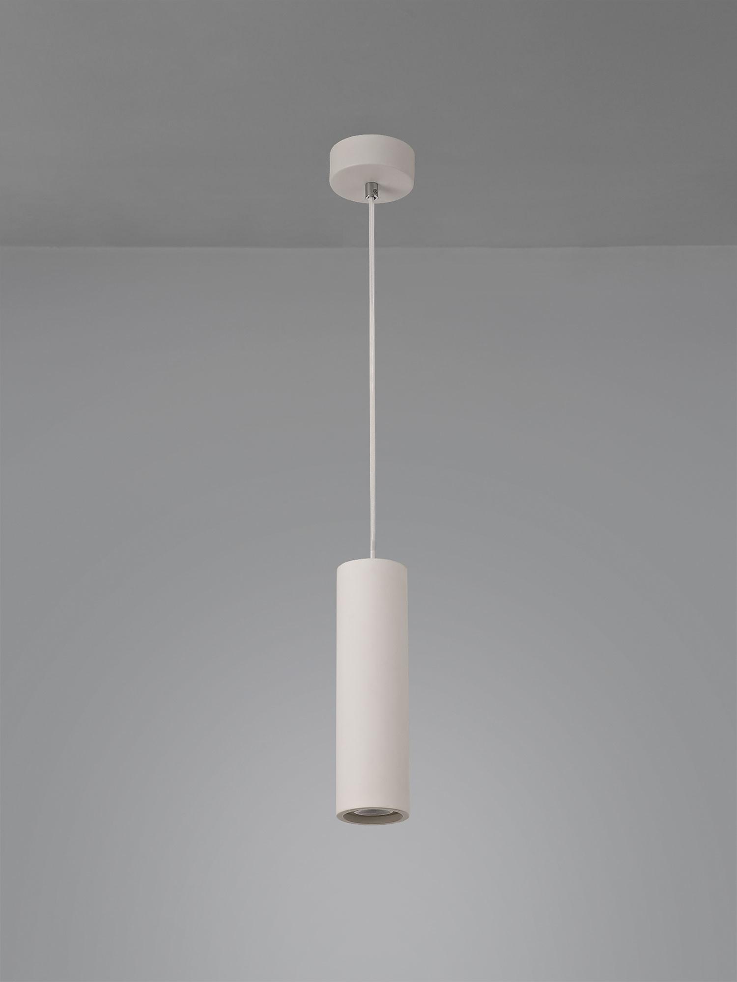 Alina 9cm Cylinder Pendant, 1 x GU10, White Paintable Gypsum