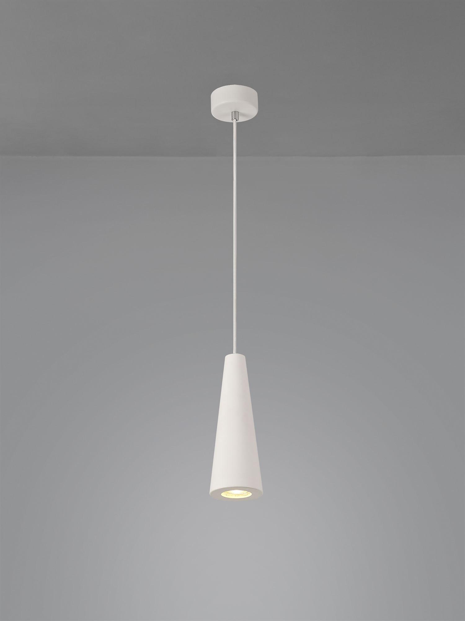 Alina 9cm Cone Pendant, 1 x GU10, White Paintable Gypsum