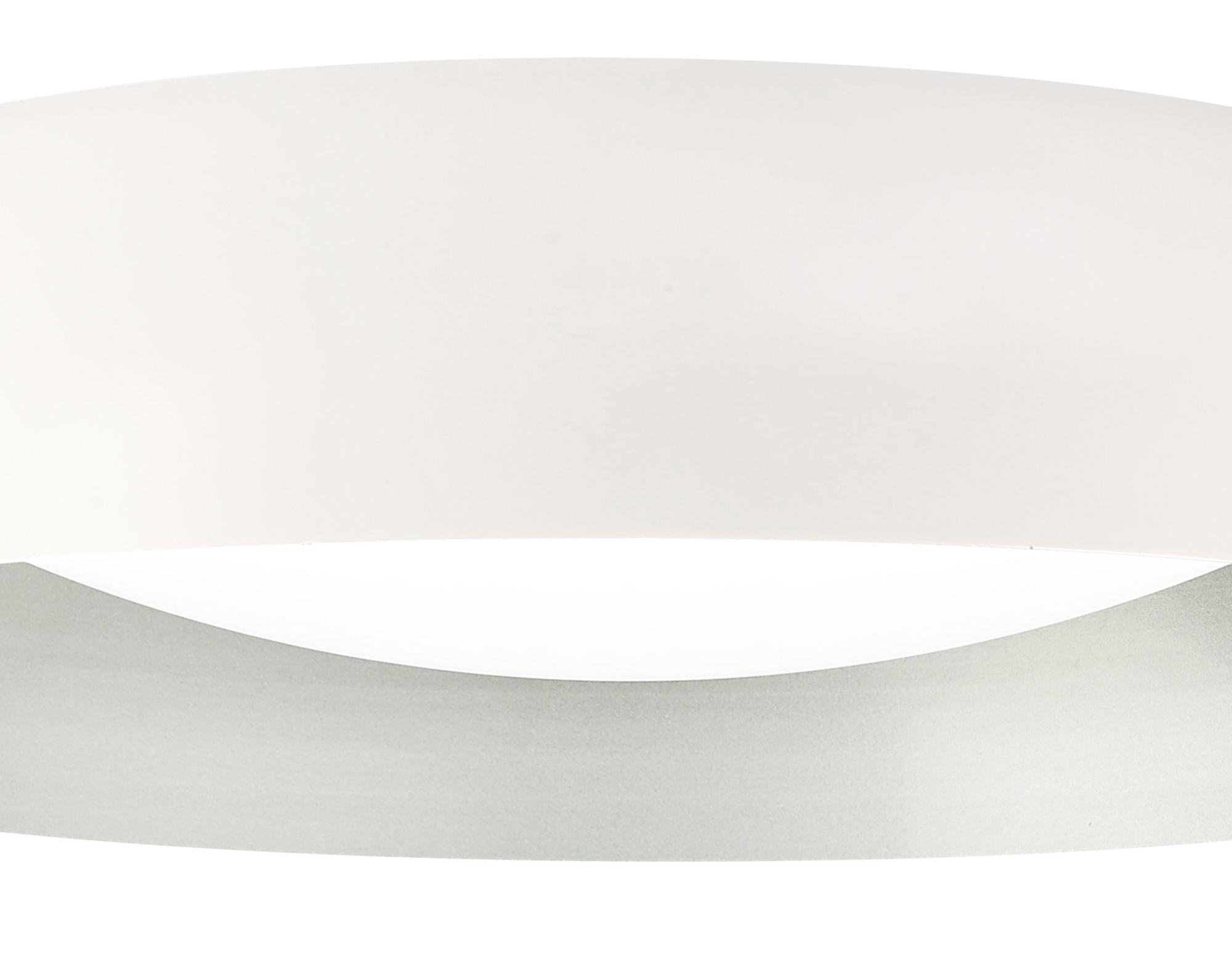 Argenta Flush Ceiling Large, 5 Light E27 Max 20w, 60cm, Matt White/Silver/White Acrylic, 2yrs Warranty