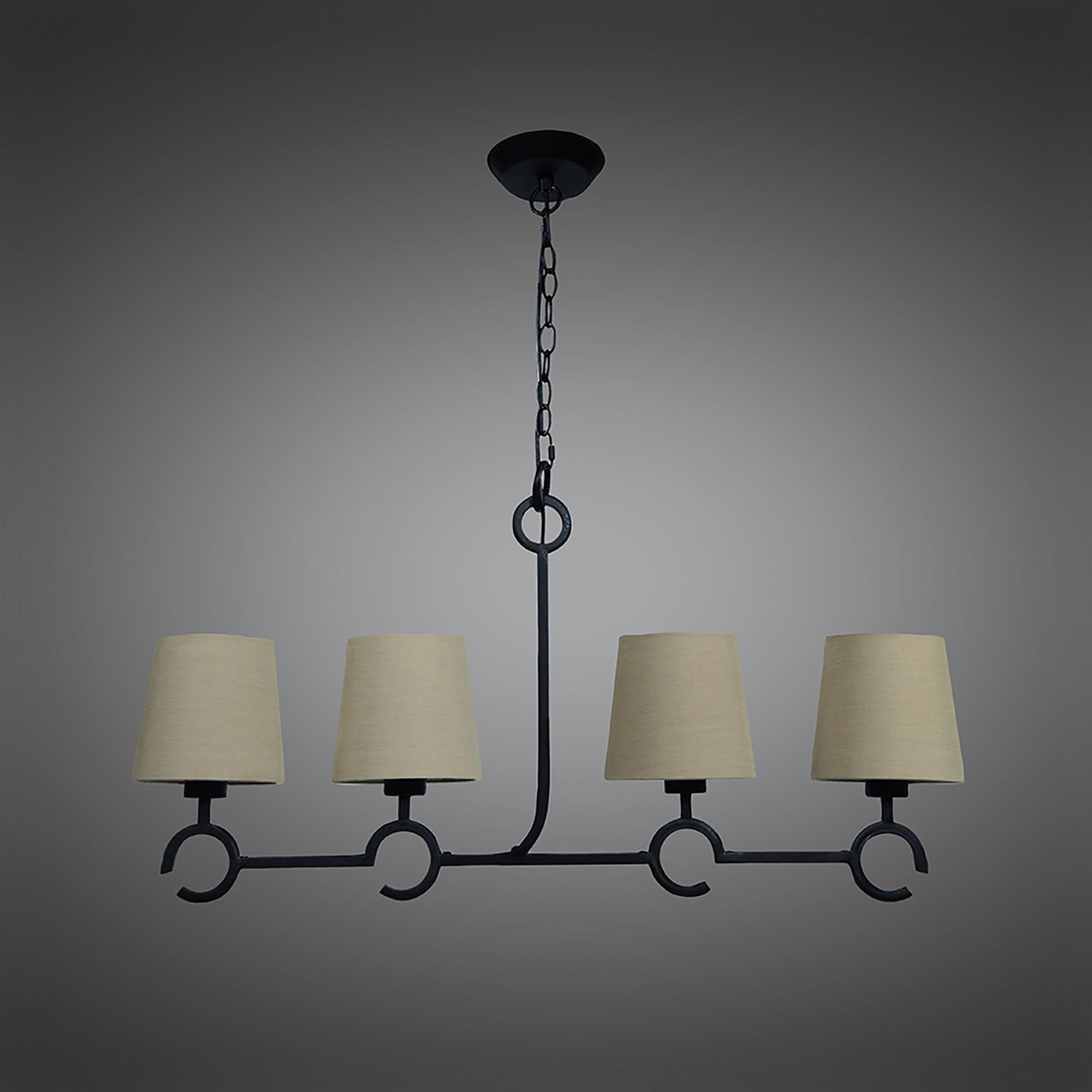 Argi Linear Pendant 4 Light Line E27 With Taupe Shades Brown Oxide
