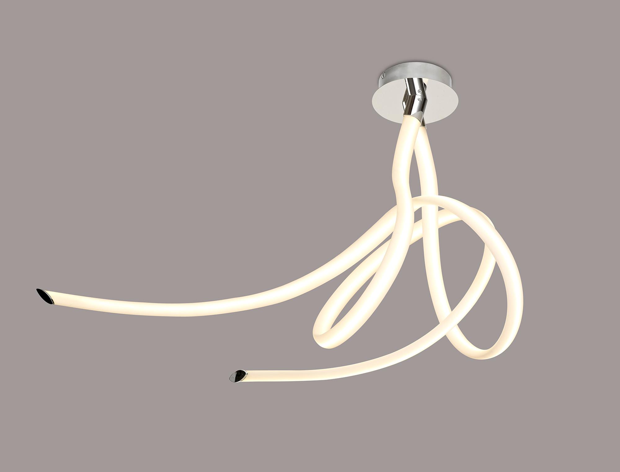 Armonia Semi Flush Large Ribbons, 60W LED, 3000K, 4500lm, Polished Chrome/Frosted Acrylic, 3yrs Warranty
