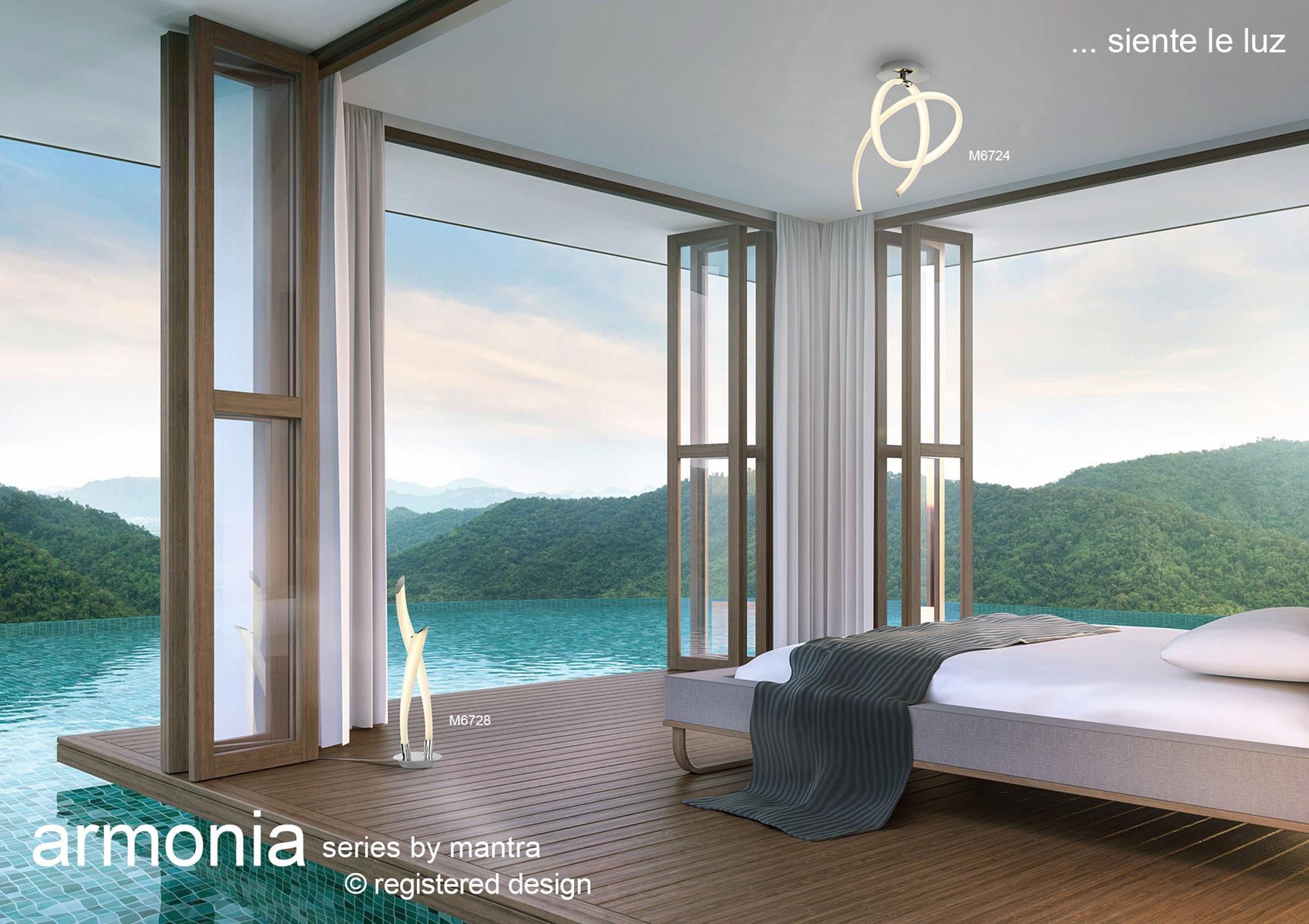 Armonia Semi Flush Vertical, 40W LED, 3000K, 3000lm, Polished Chrome/Frosted Acrylic, 3yrs Warranty