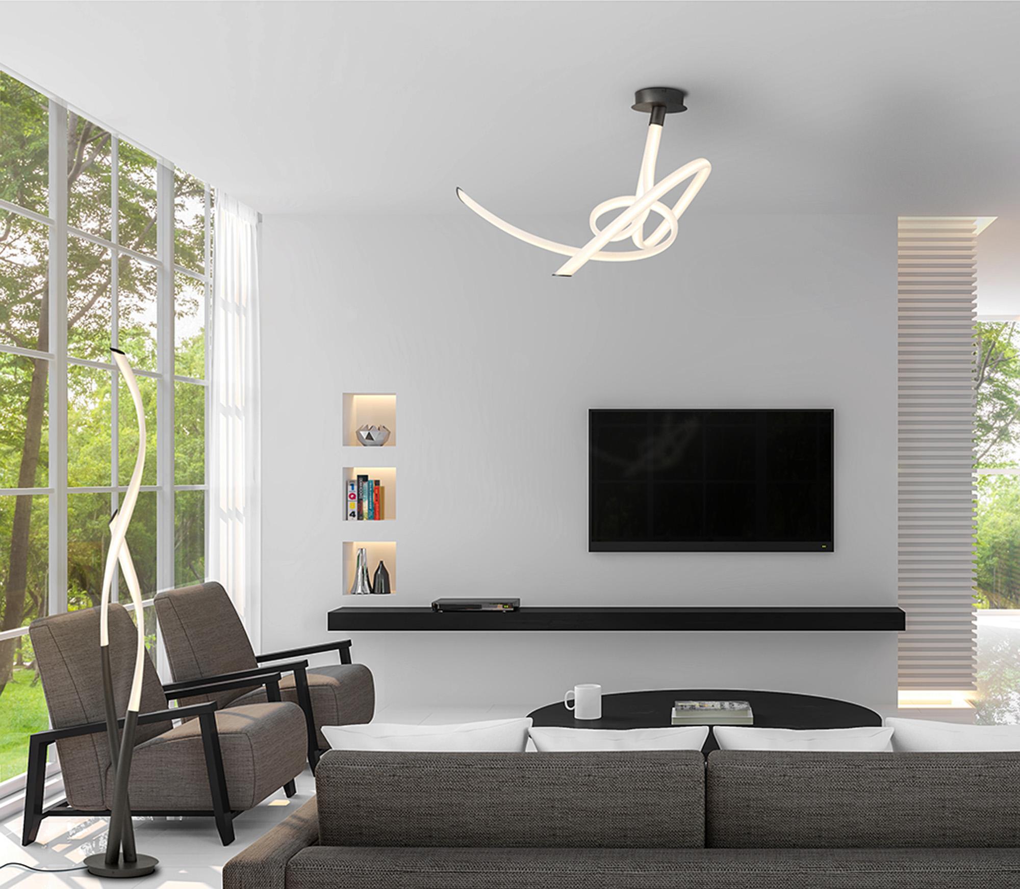 Armonia Semi Flush Medium Ribbons, Dimmable, 60W LED, 3000K, 4500lm, Titanium/Frosted Acrylic, 3yrs Warranty