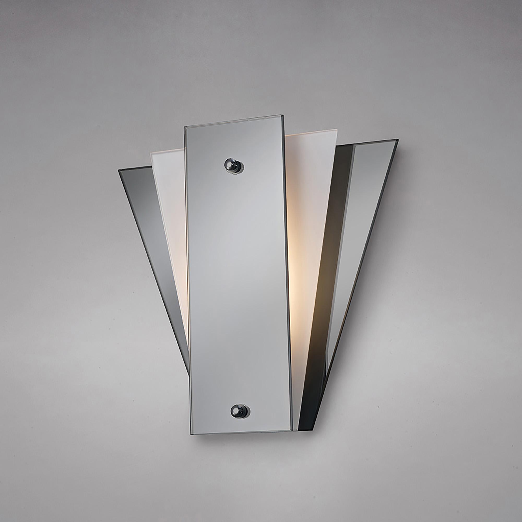 * Atlantis 250 x 260mm Wall Lamp, 1 Light E27 Smoked Mirror/Frosted