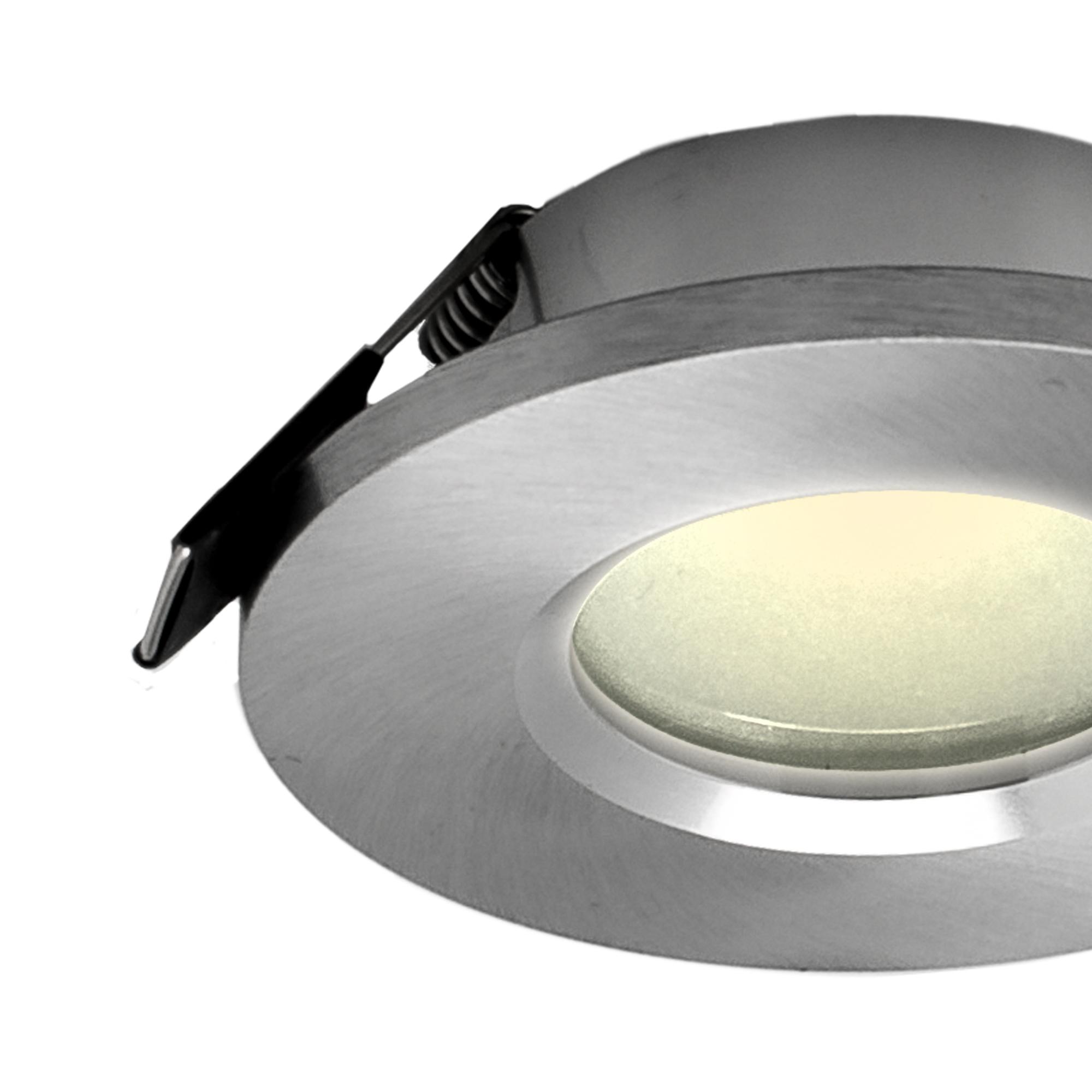 Atlantis Recessed Downlight 8.3cm Round, GU10 (Max 50W), Brushed Aluminium, Cutout 58mm, Cut Out: 58mm, Lampholder Included