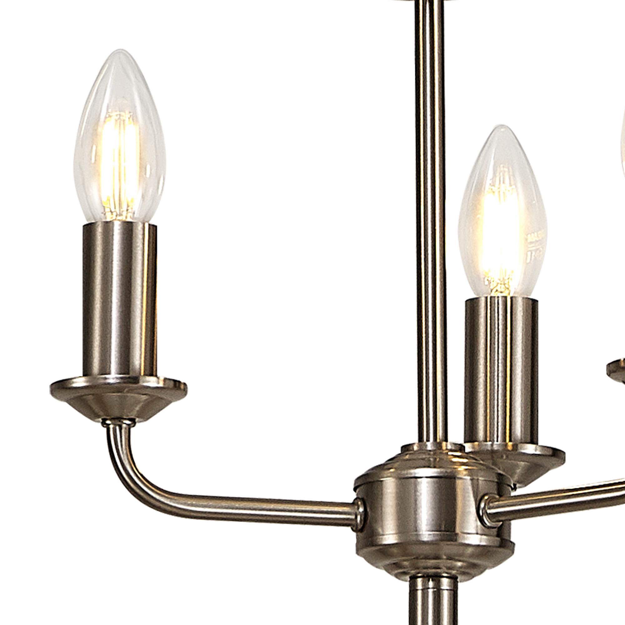Banyan 3 Light Switched Floor Lamp Without Shade, E14 Satin Nickel