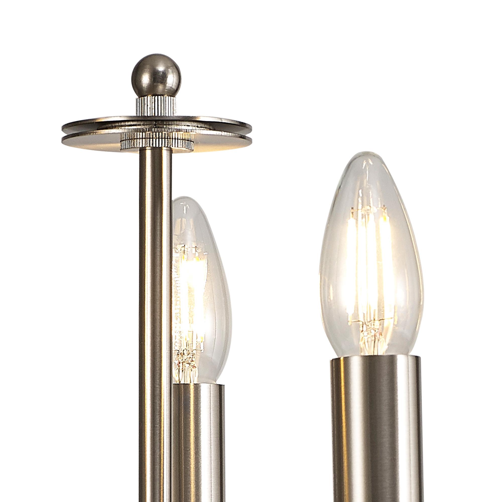 Banyan 3 Light Switched Table Lamp Without Shade, E14 Satin Nickel