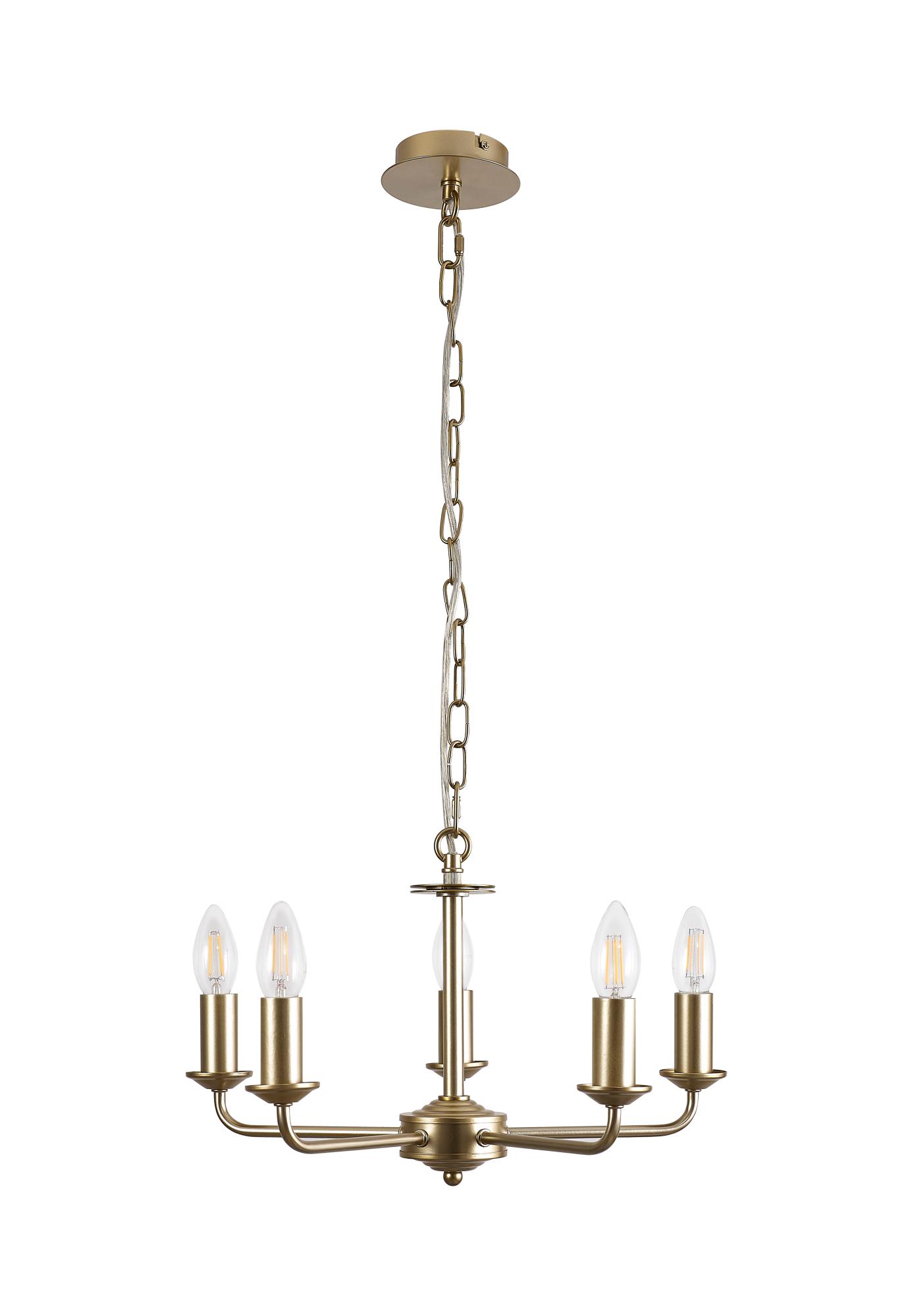 Banyan 5 Light Multi Arm Pendant With 60cm x 15cm Organza Shade Champagne Gold/Black