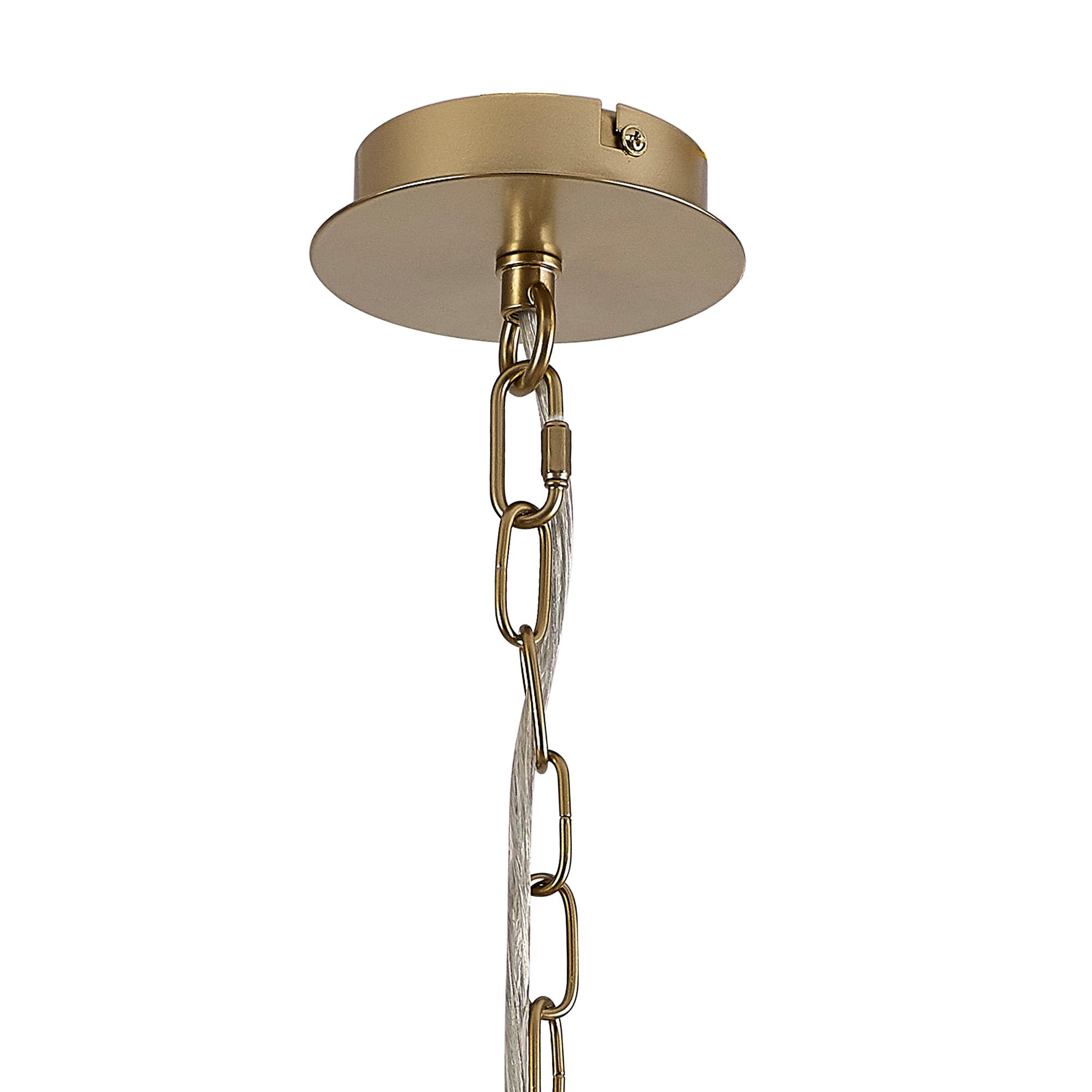 Banyan 5 Light Multi Arm Pendant With 60cm x 15cm Organza Shade Champagne Gold/Black