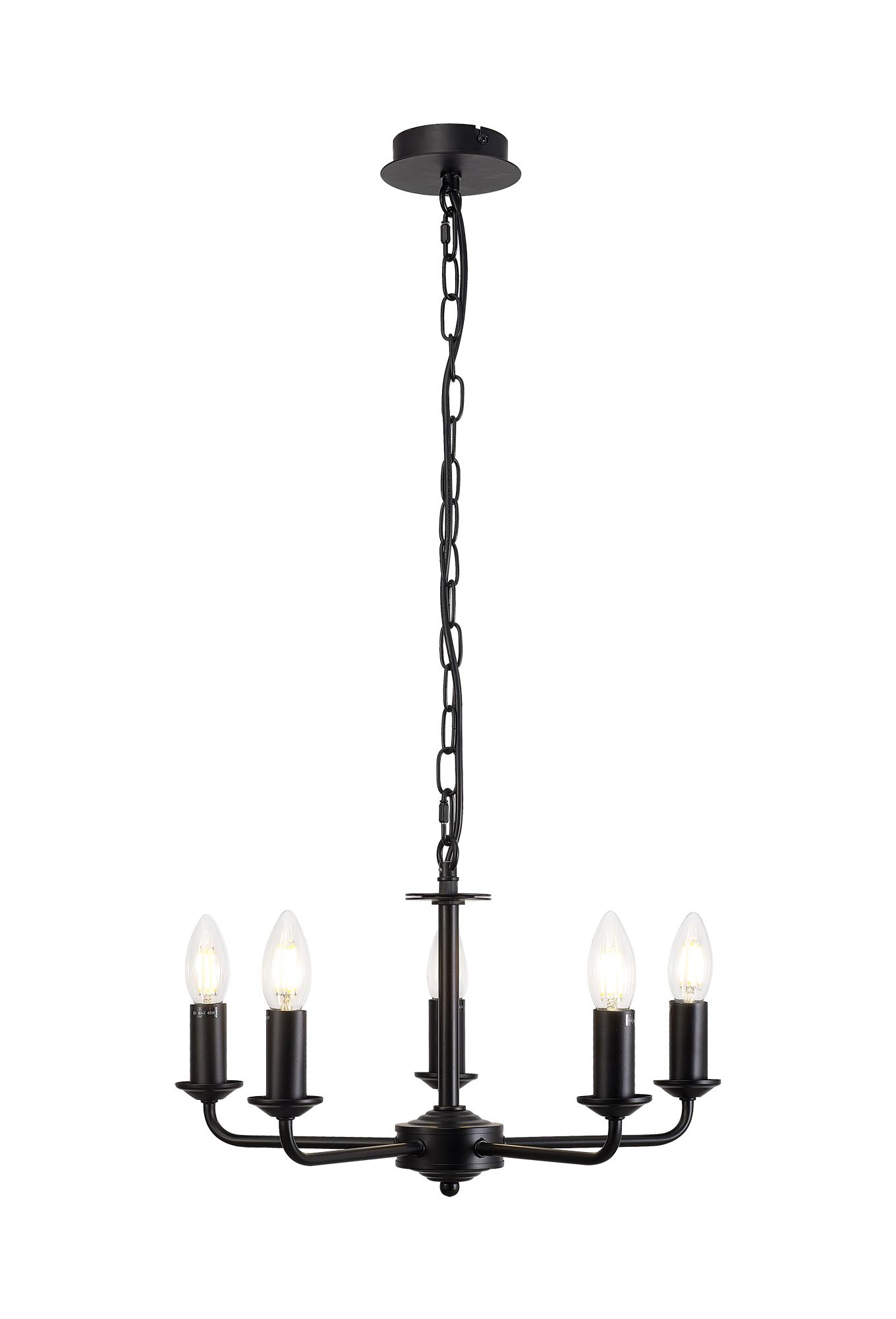 Banyan 5 Light Multi Arm Pendant With 60cm x 22cm Gold Leaf Shade Matt Black/Gold Leaf