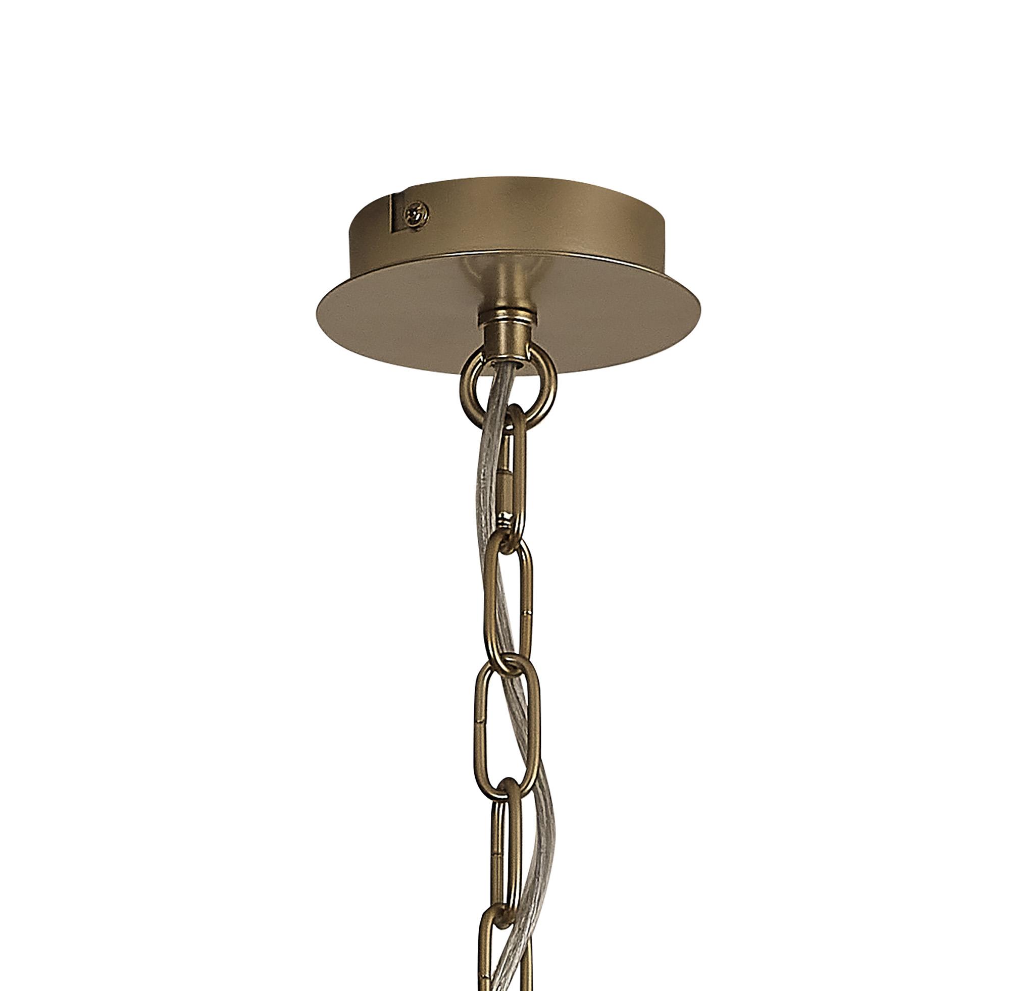 Banyan 5 Light Multi Arm Pendant With 60cm x 15cm Organza Shade Champagne Gold/Black