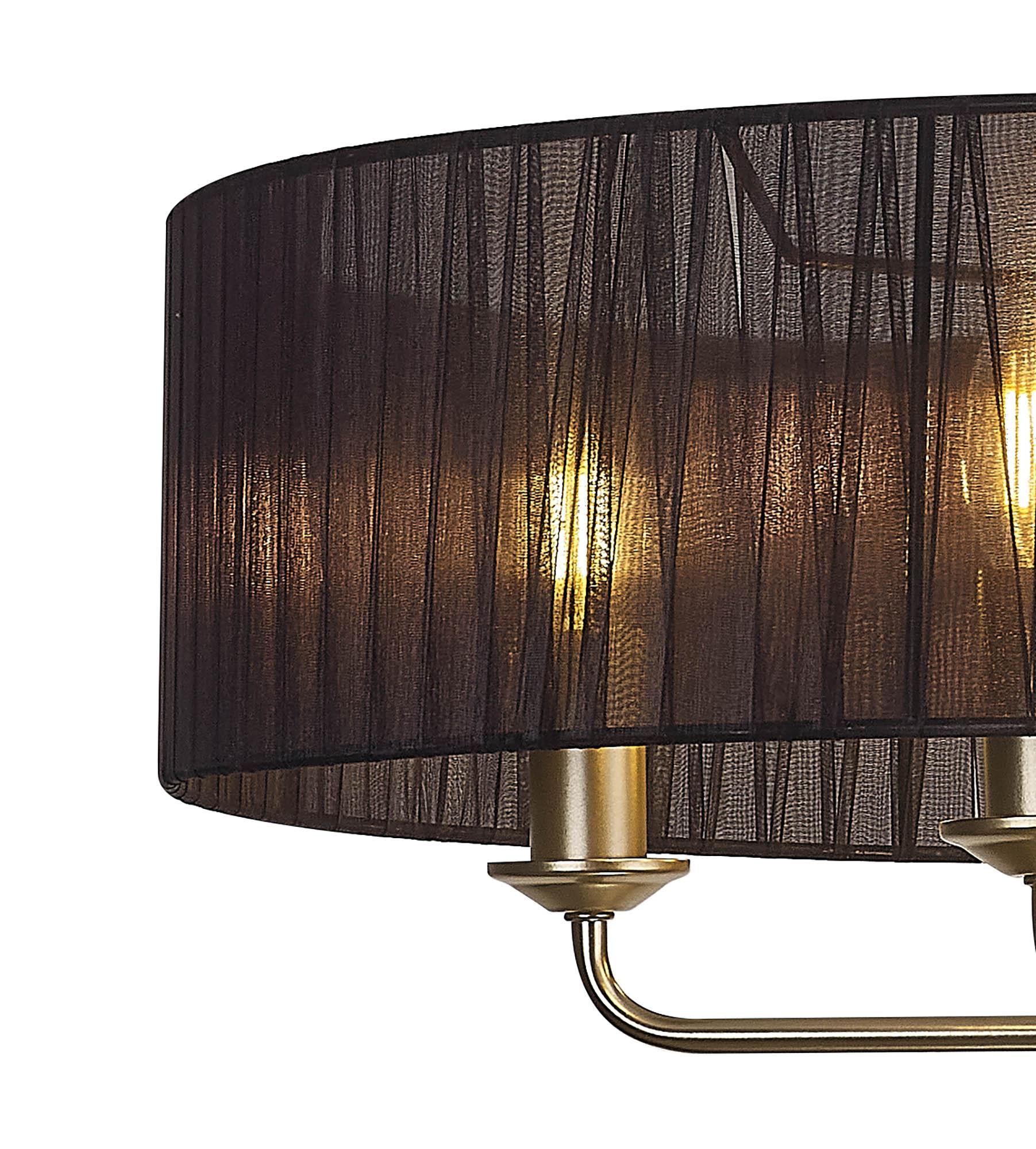 Banyan 5 Light Multi Arm Pendant With 60cm x 15cm Organza Shade Champagne Gold/Black