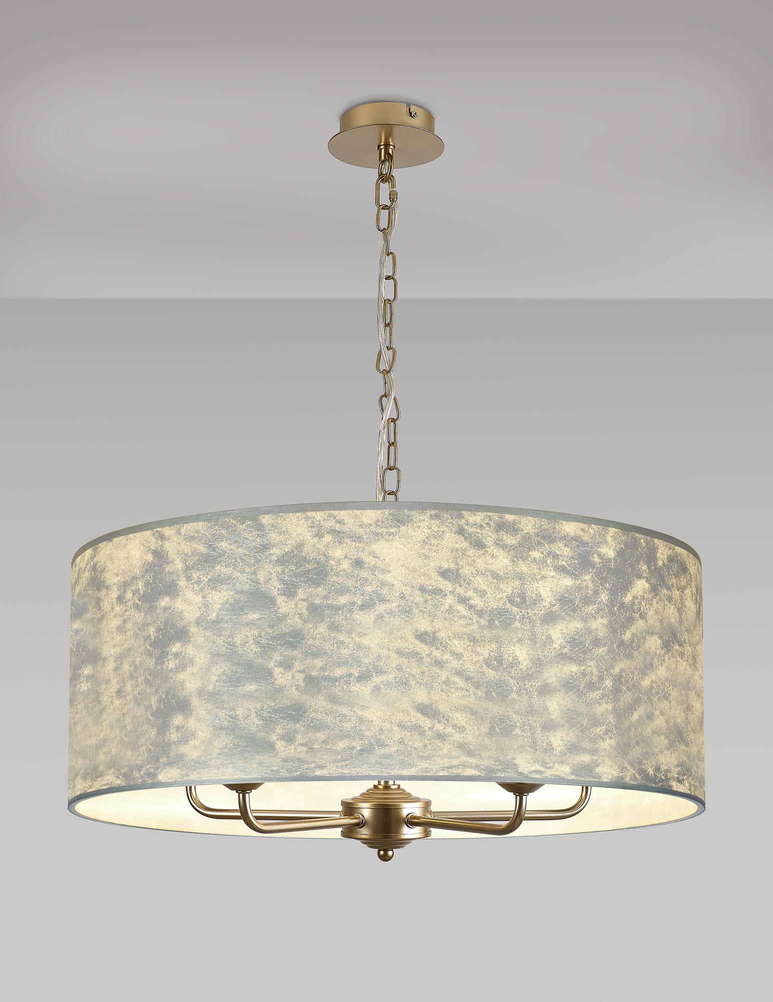Banyan 5 Light Multi Arm Pendant With 60cm x 22cm Silver Leaf Shade Champagne Gold/Silver Leaf