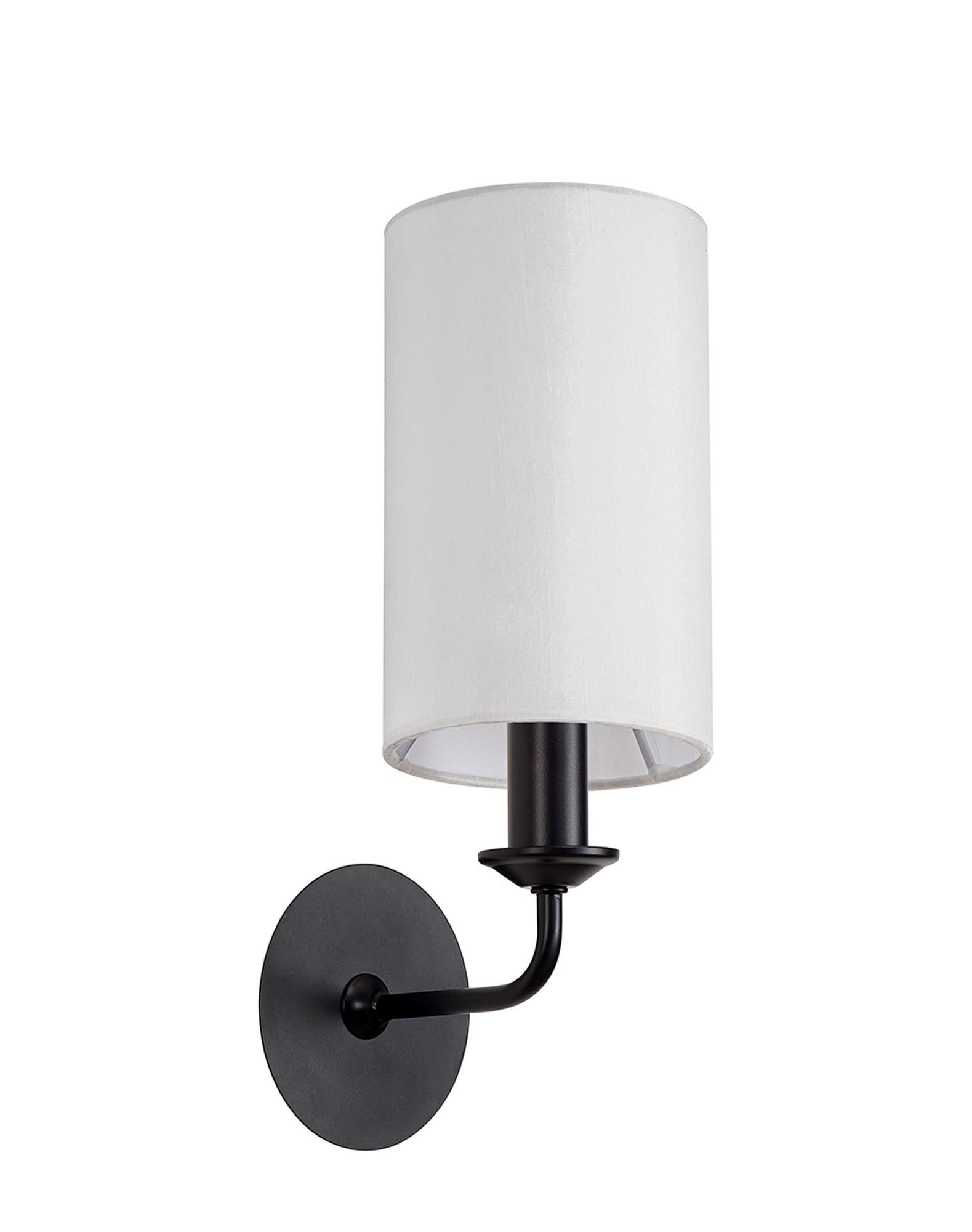 Banyan 1 Light Switched Wall Lamp With 12cm x 20cm Faux Silk Fabric Shade Matt Black/White