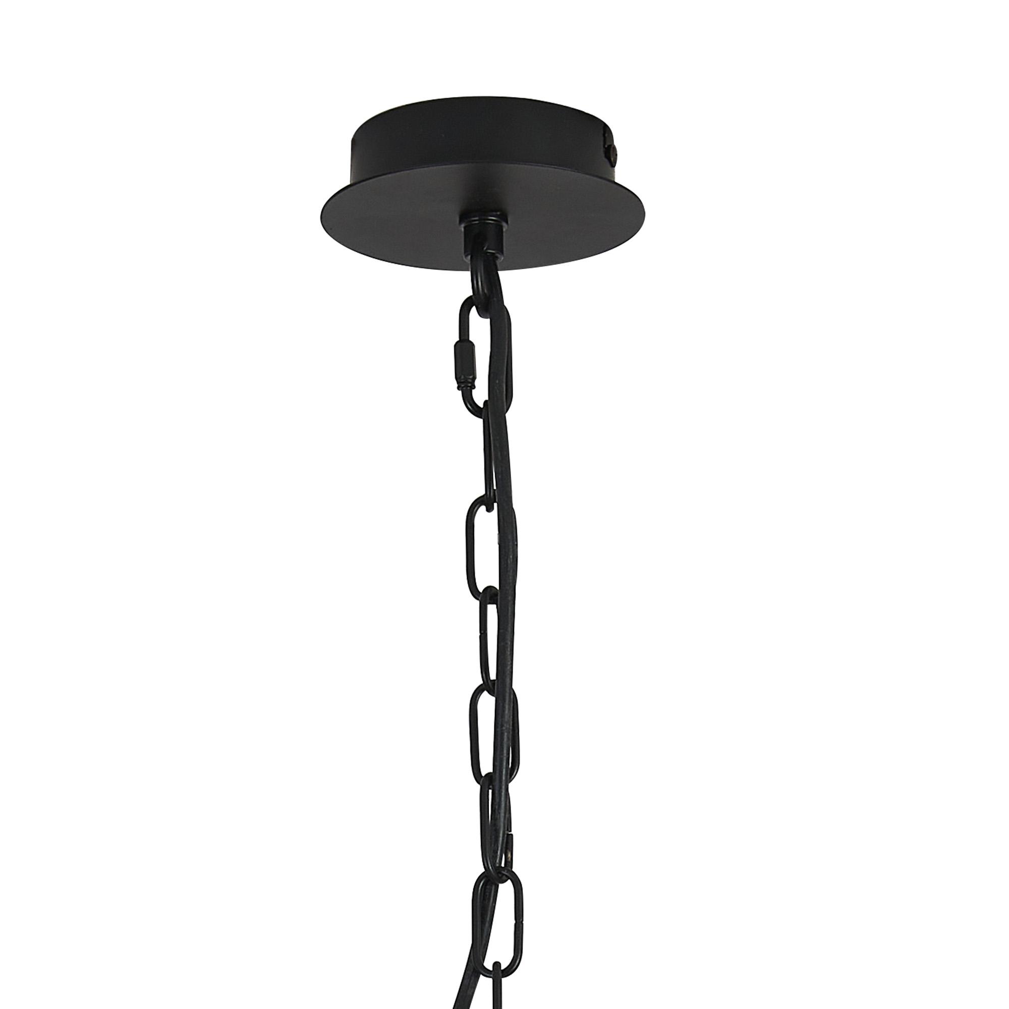 Banyan 5 Light Multi Arm Pendant With 60cm x 15cm Organza Shade Matt Black/Black